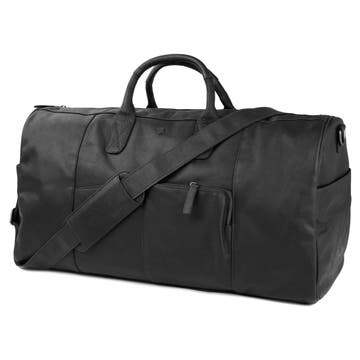 Класическа черна кожена пътна чанта Oxford