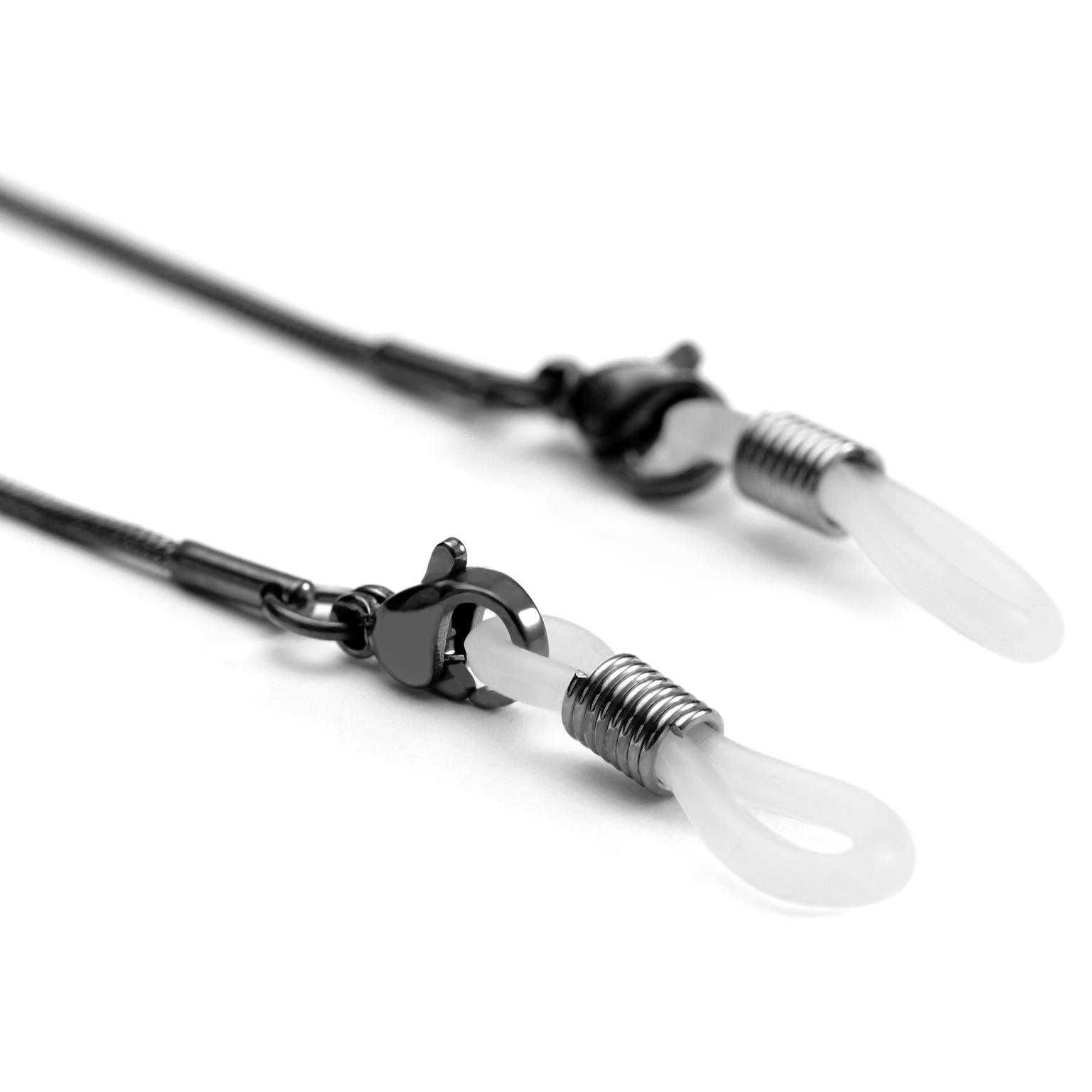 Corrente Serpente para Óculos de Sol em Aço Inoxidável Preto Corrente Serpente para Óculos de Sol em Aço Inoxidável Preto