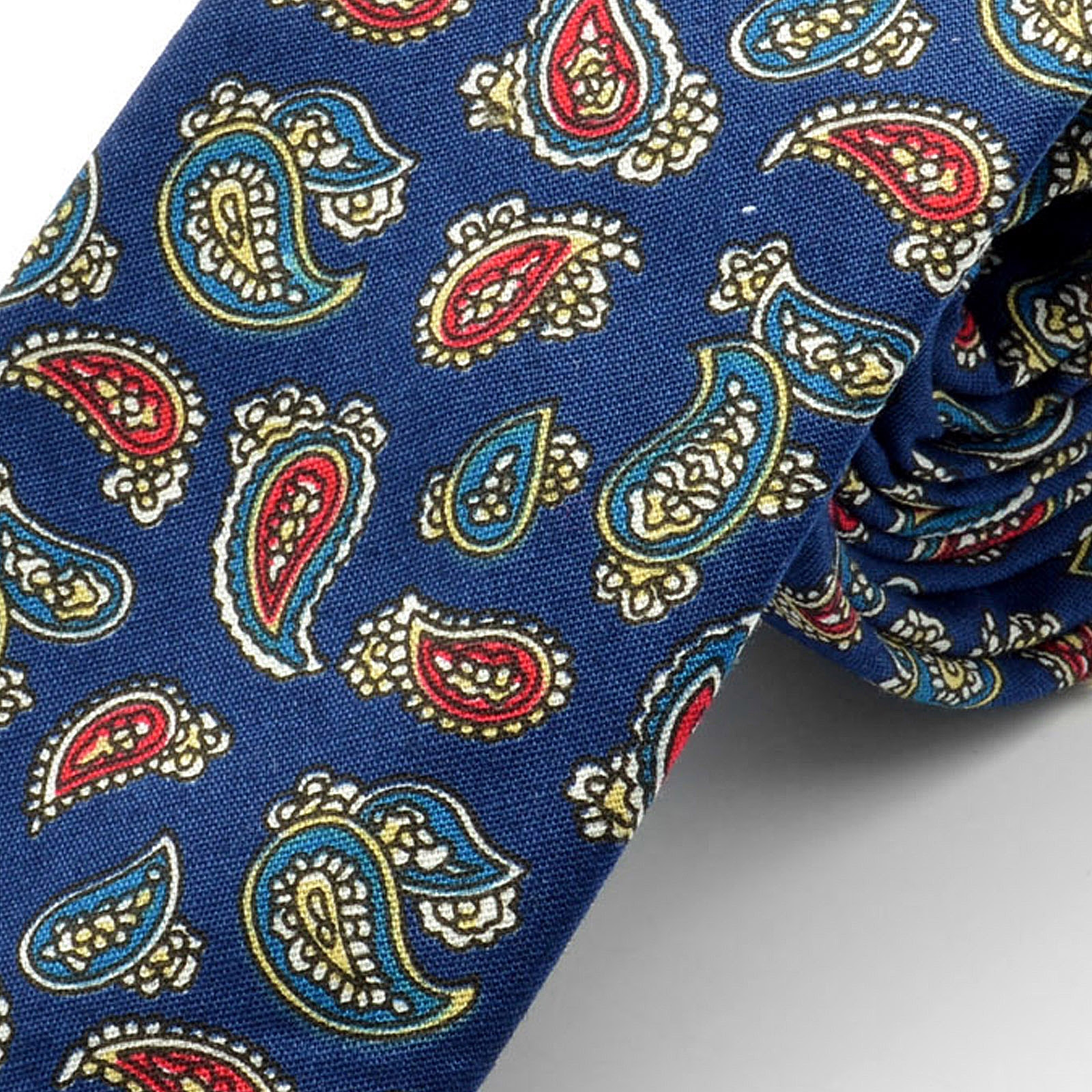 Marineblauwe Paisley Stropdas - 2