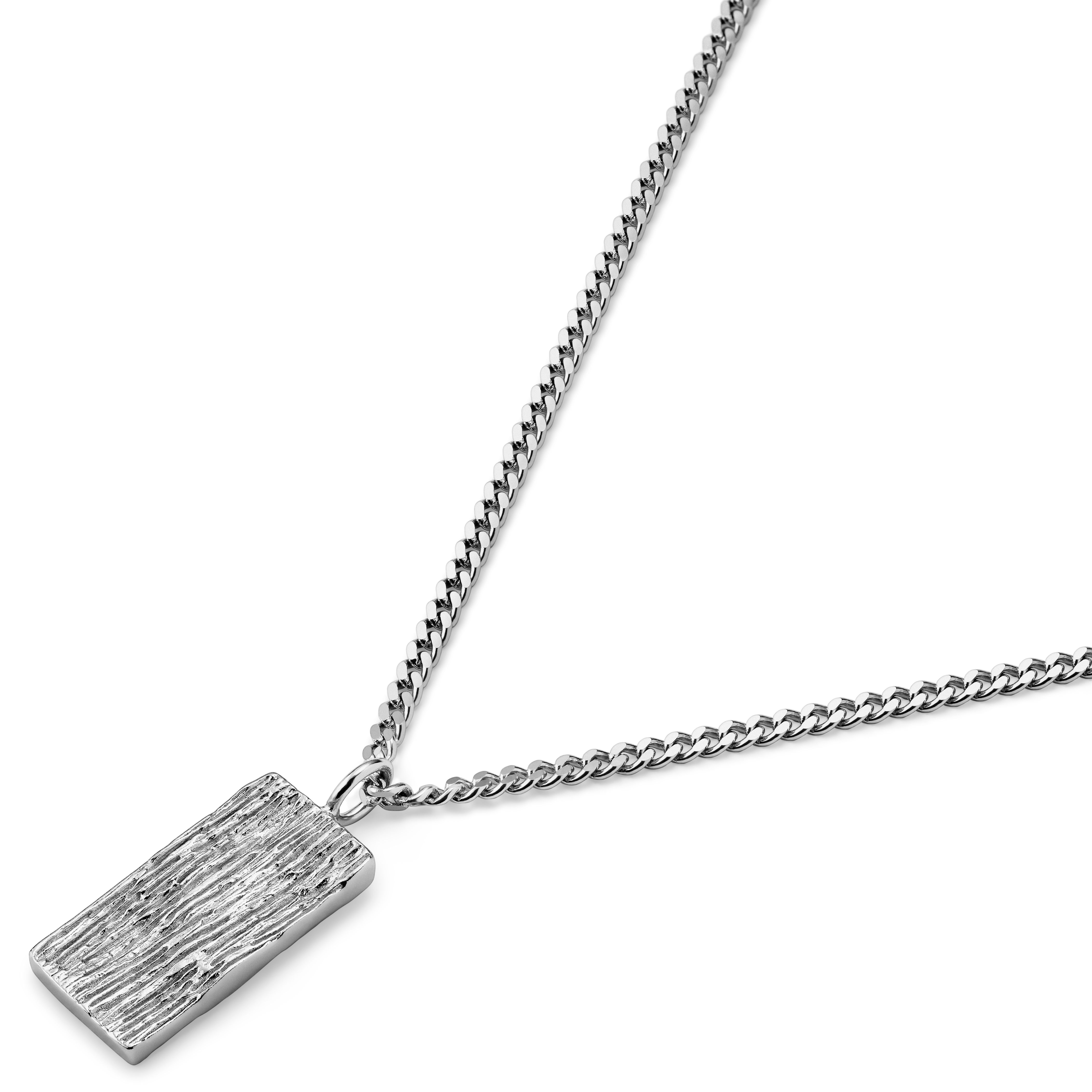 Rustic  | Collier à pendentif plaque rustique en argent sterling 925 - 6