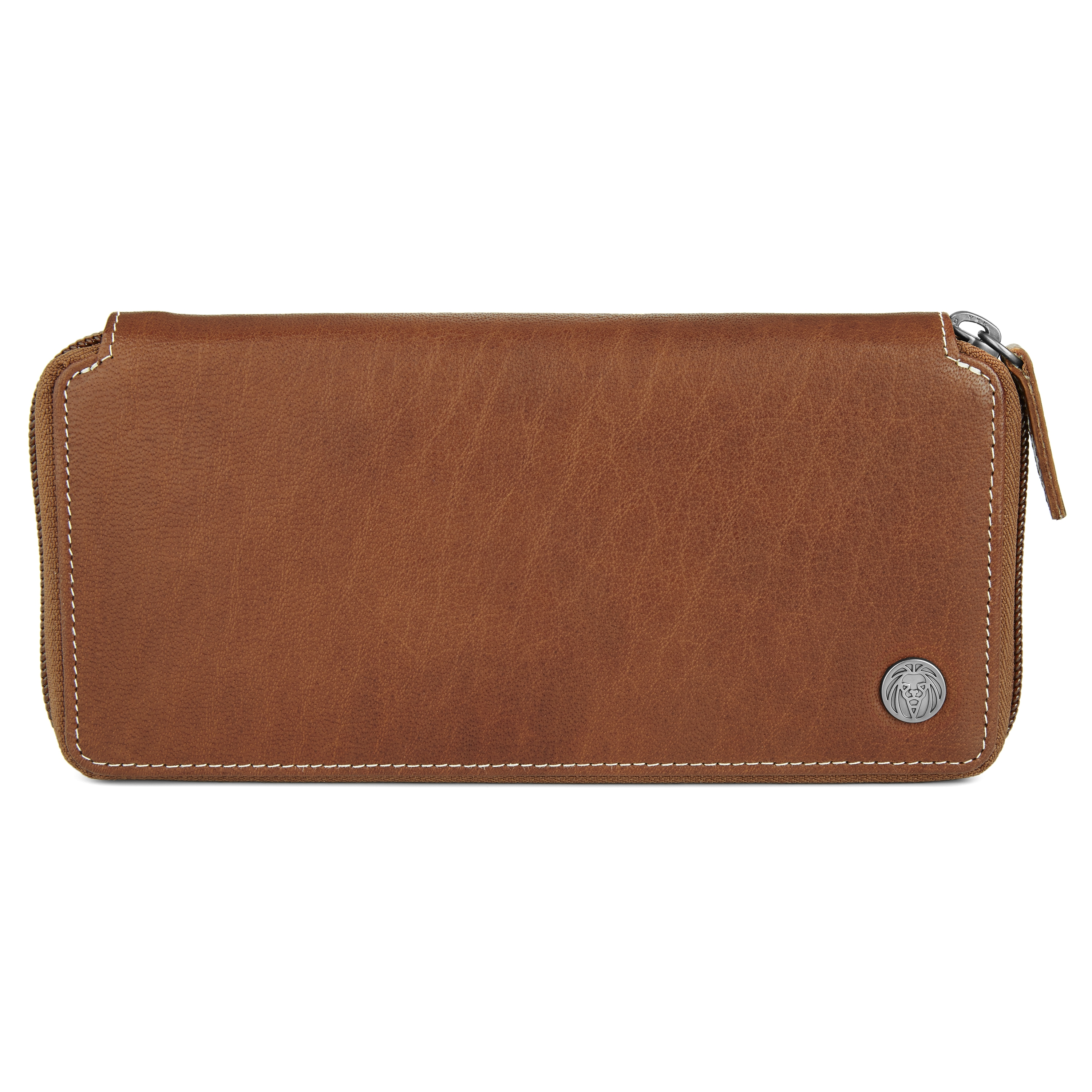  Cartera grande y clásica de cuero canela Oxford - 3