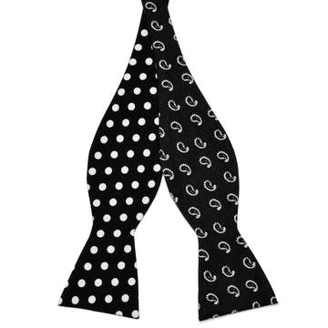 Black Design Cotton Self-Tie Reversible Bow Tie