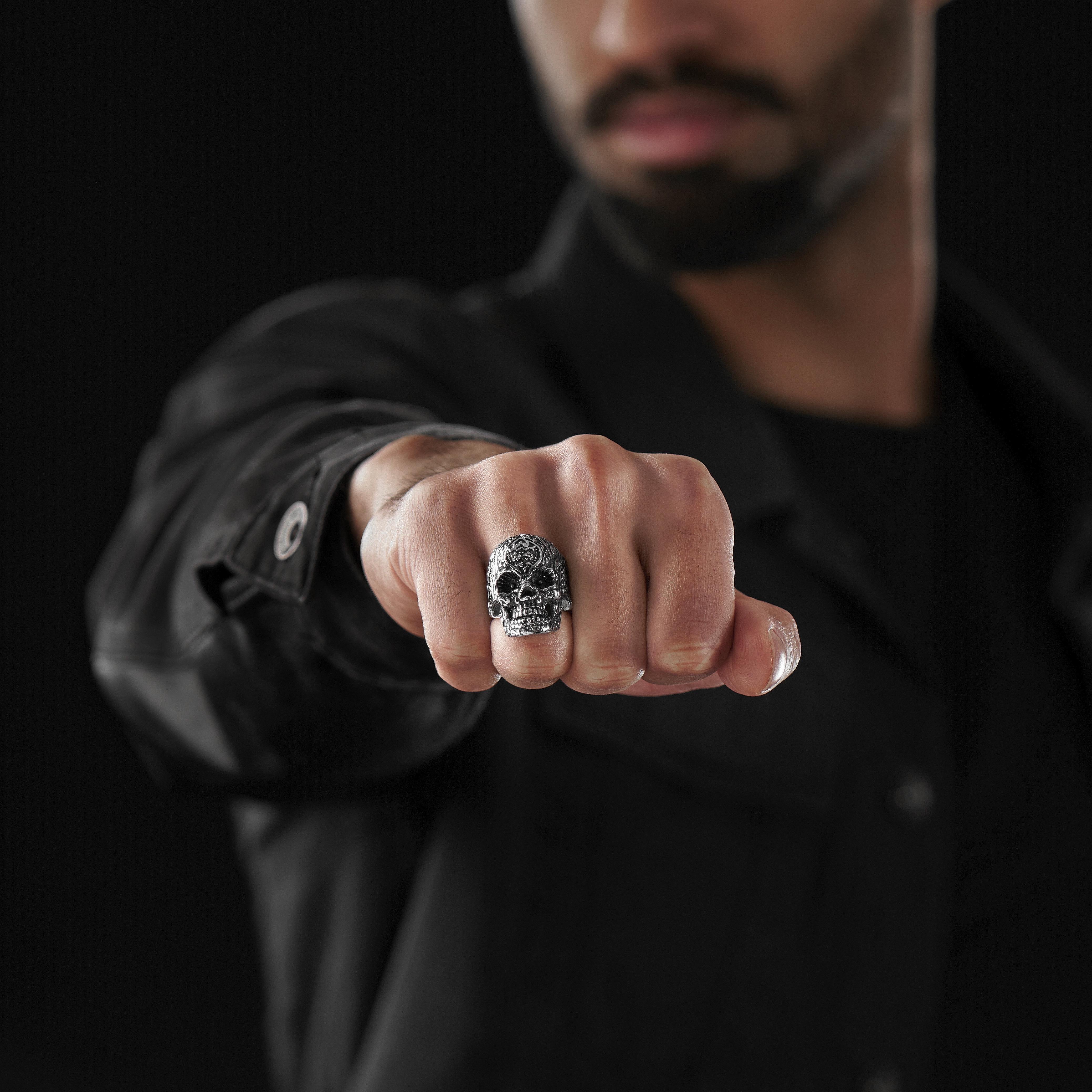 Bague acier Tête de mort - 5