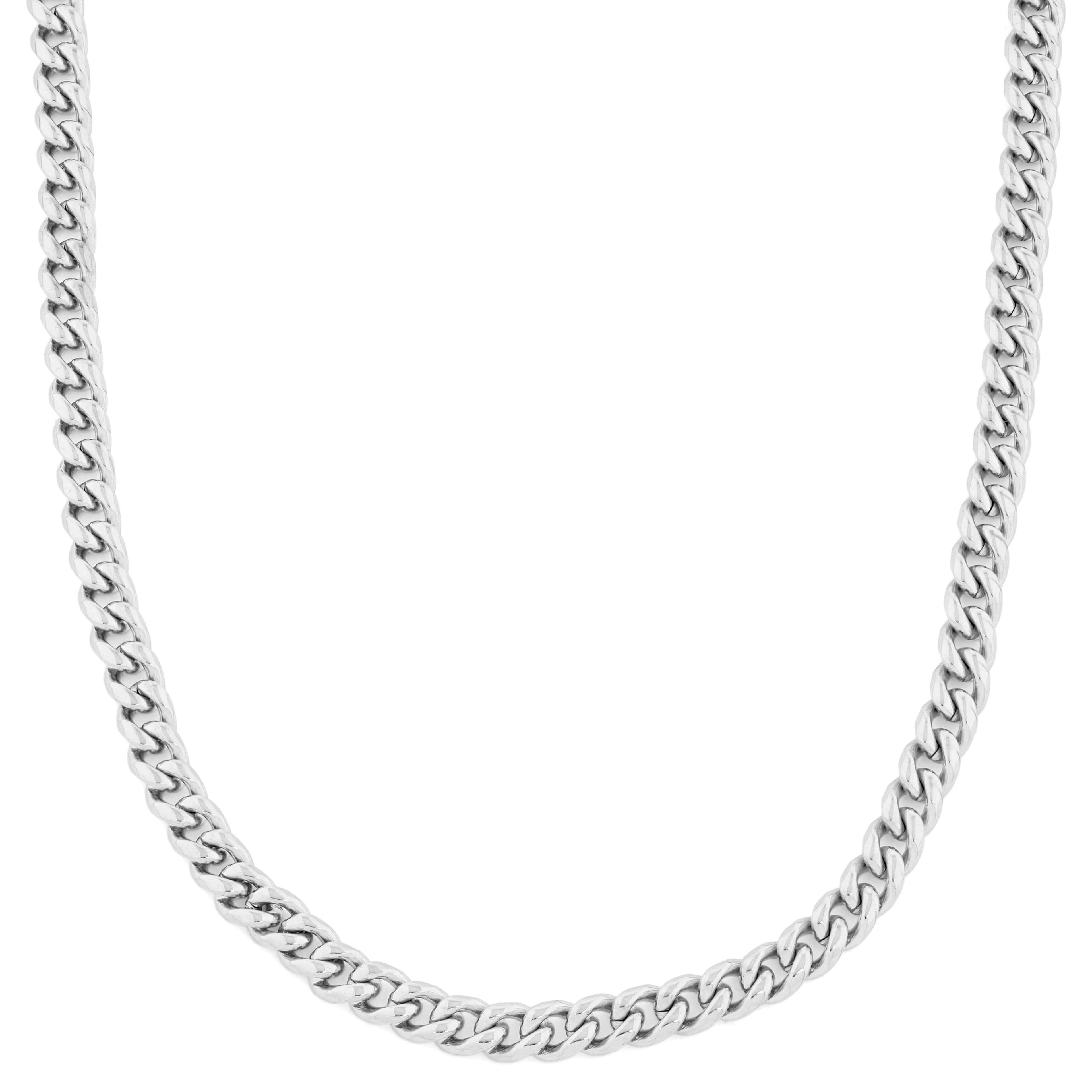 8 mm Silver-Tone Stainless Steel Cuban Chain Necklace