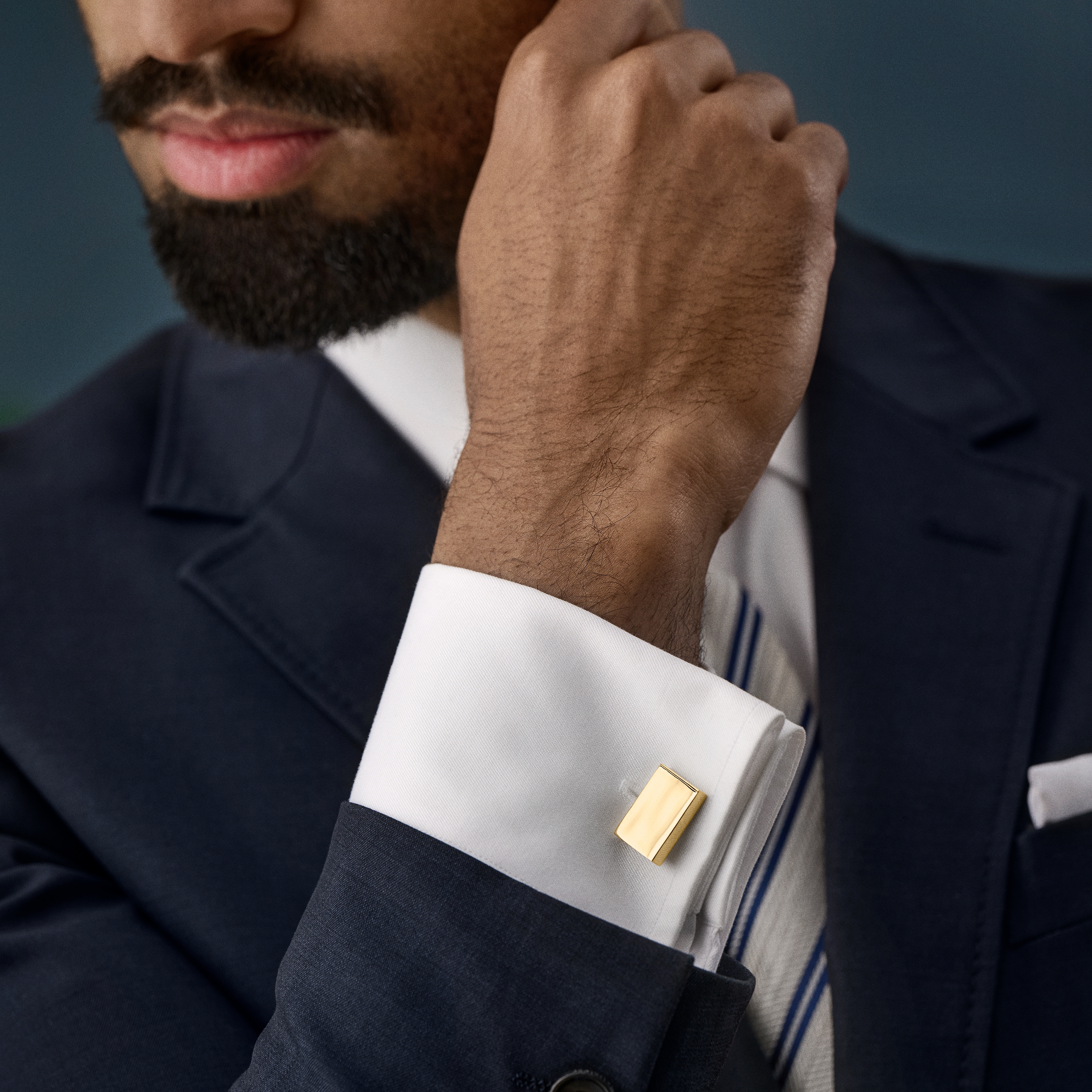 Polished Rectangular Gold-Tone Cufflinks - 3