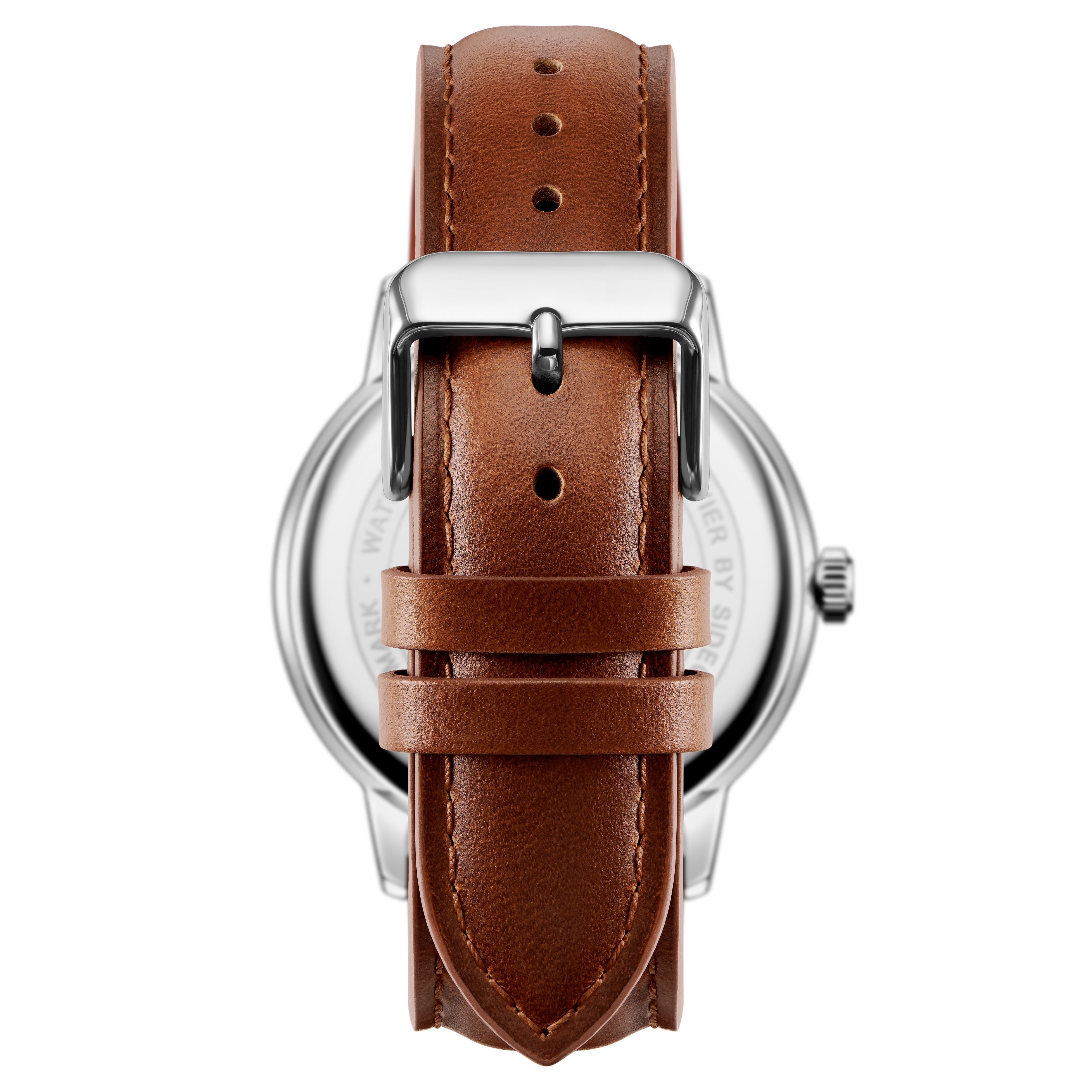 Olivier | Reloj de acero inoxidable plateado y marrón - 4