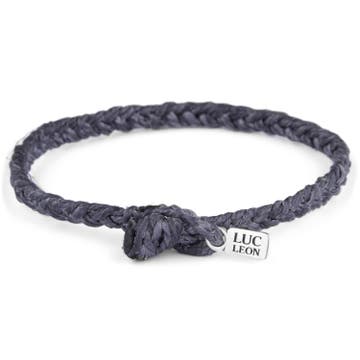 Grey Braided Waxed Cotton Bracelet