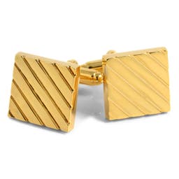 Square Gold-Tone Striped Cufflinks