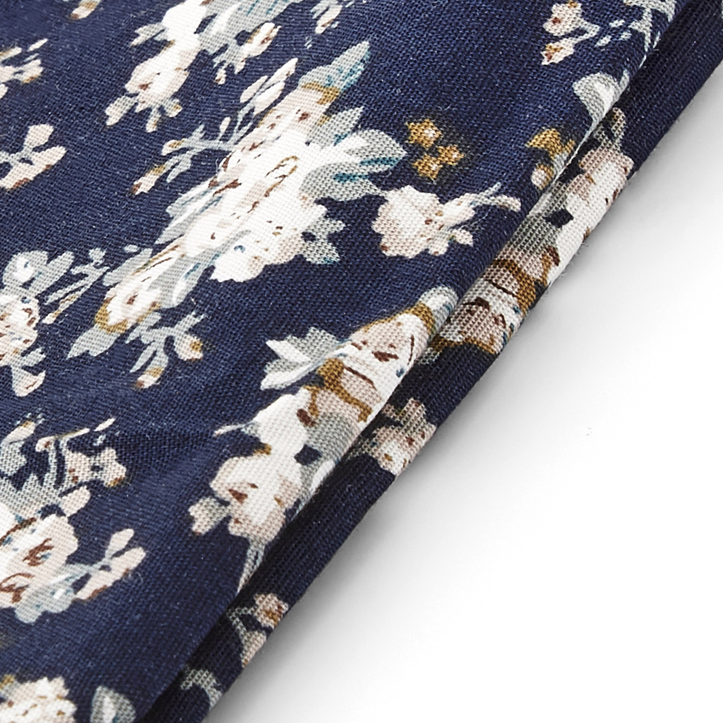 Blått & Hvitt Blomstret Lommetørkle - 2