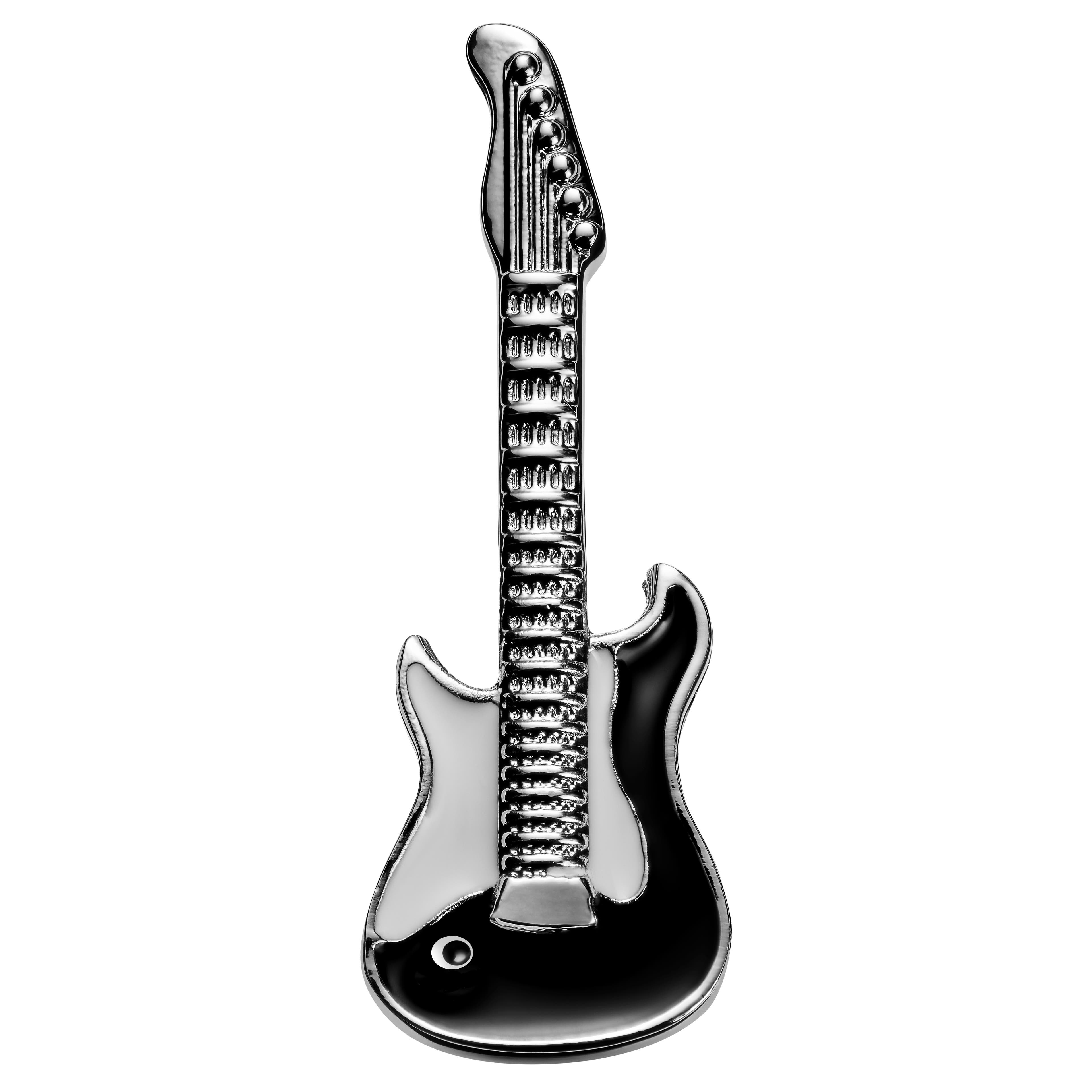 Echus | Silver-Tone and Black Guitar Lapel Pin