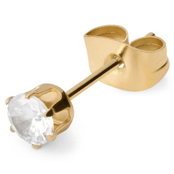 4 mm Gold-Tone Round Zirconia Earring 4 mm Gold-Tone Round Zirconia Earring