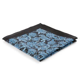 Boho | Black & Light Blue Paisley Pattern Silk Pocket Square