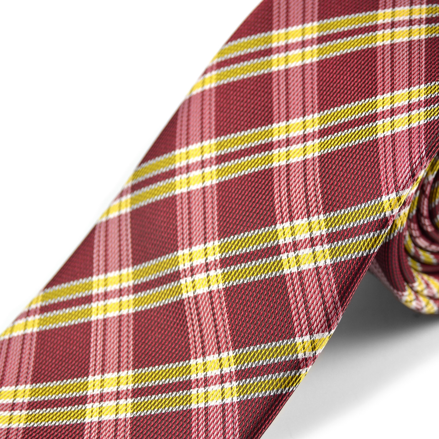 Rood / Geel Geruite microvezel Stropdas - 2