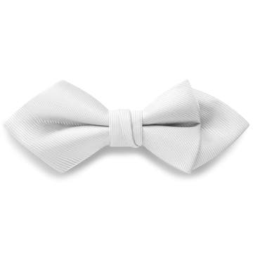 White Pre-Tied Grosgrain Diamond Tip Bow Tie White Pre-Tied Grosgrain Diamond Tip Bow Tie