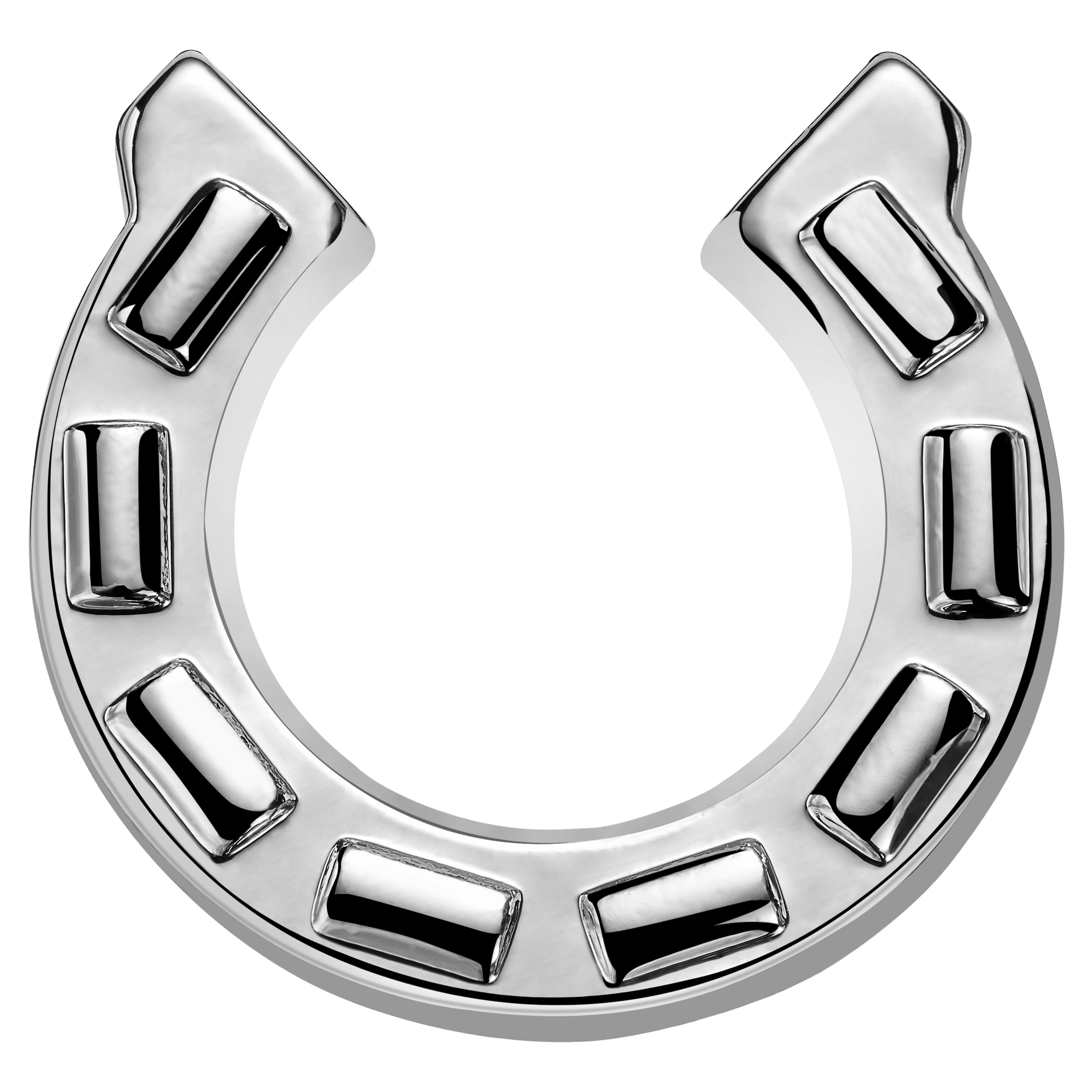 Meraklis | Silver-Tone Horseshoe Lapel Pin