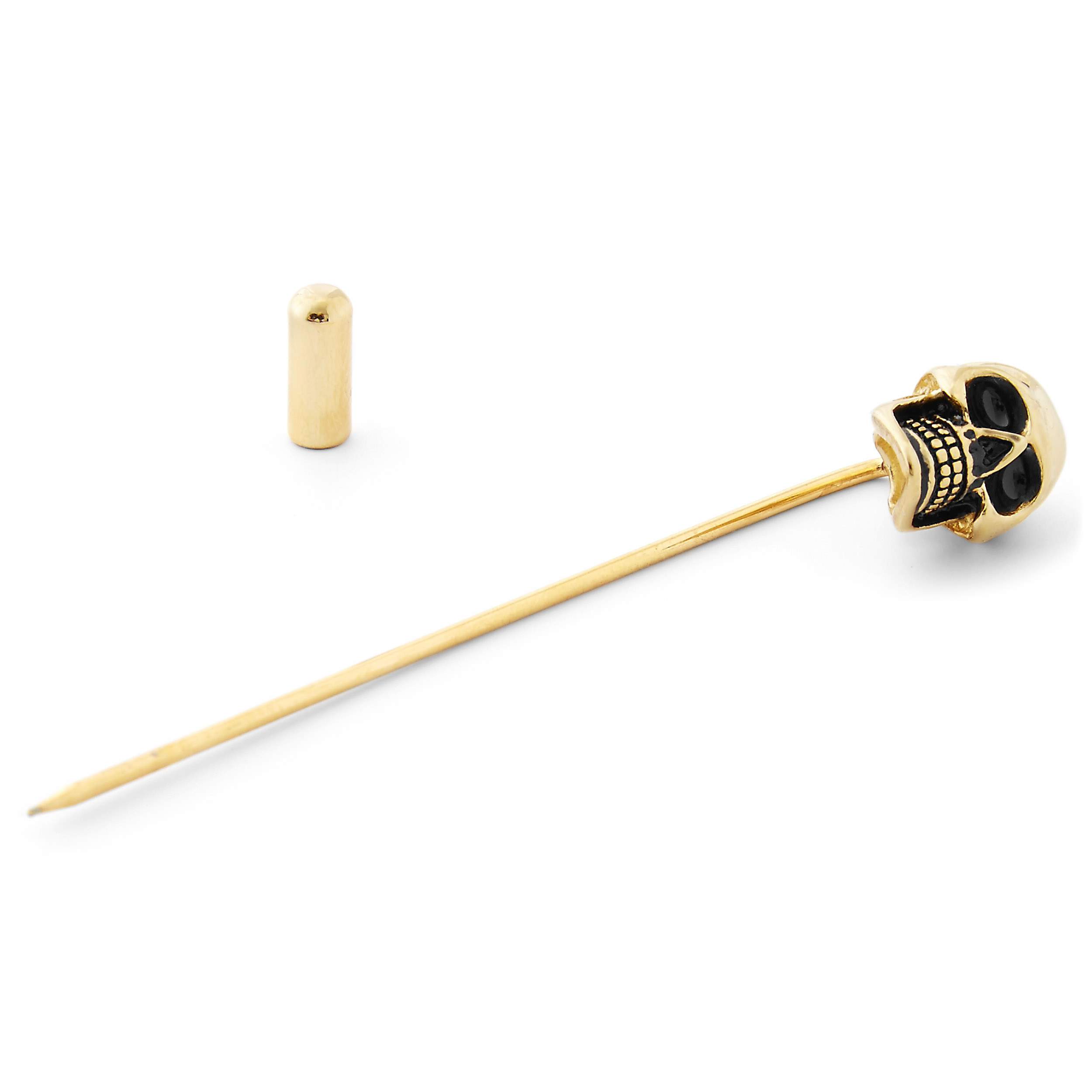Gold-Tone Skull Lapel Pin - 2