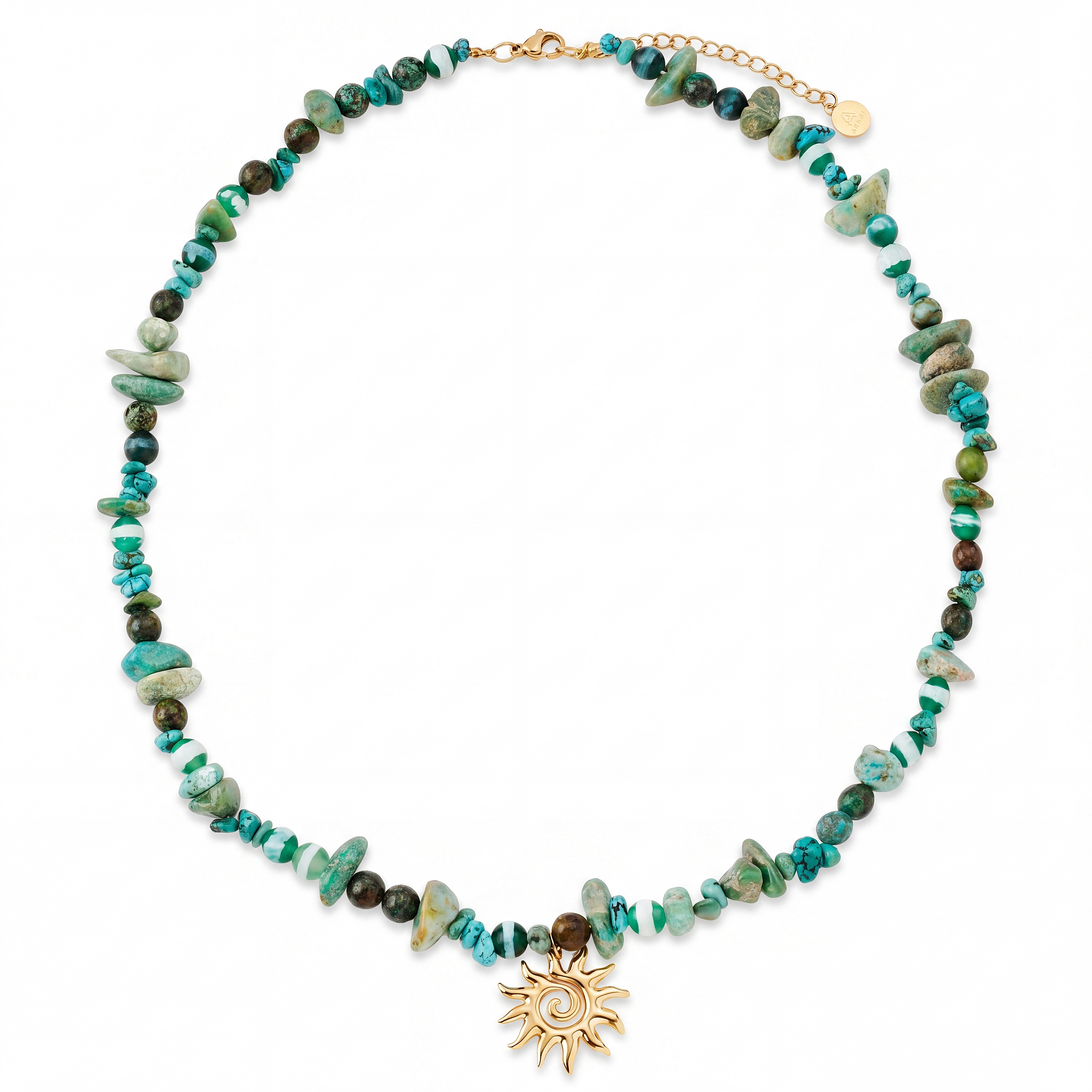 Mediterranean | Turquoise Beaded Sun Charm Necklace - 2