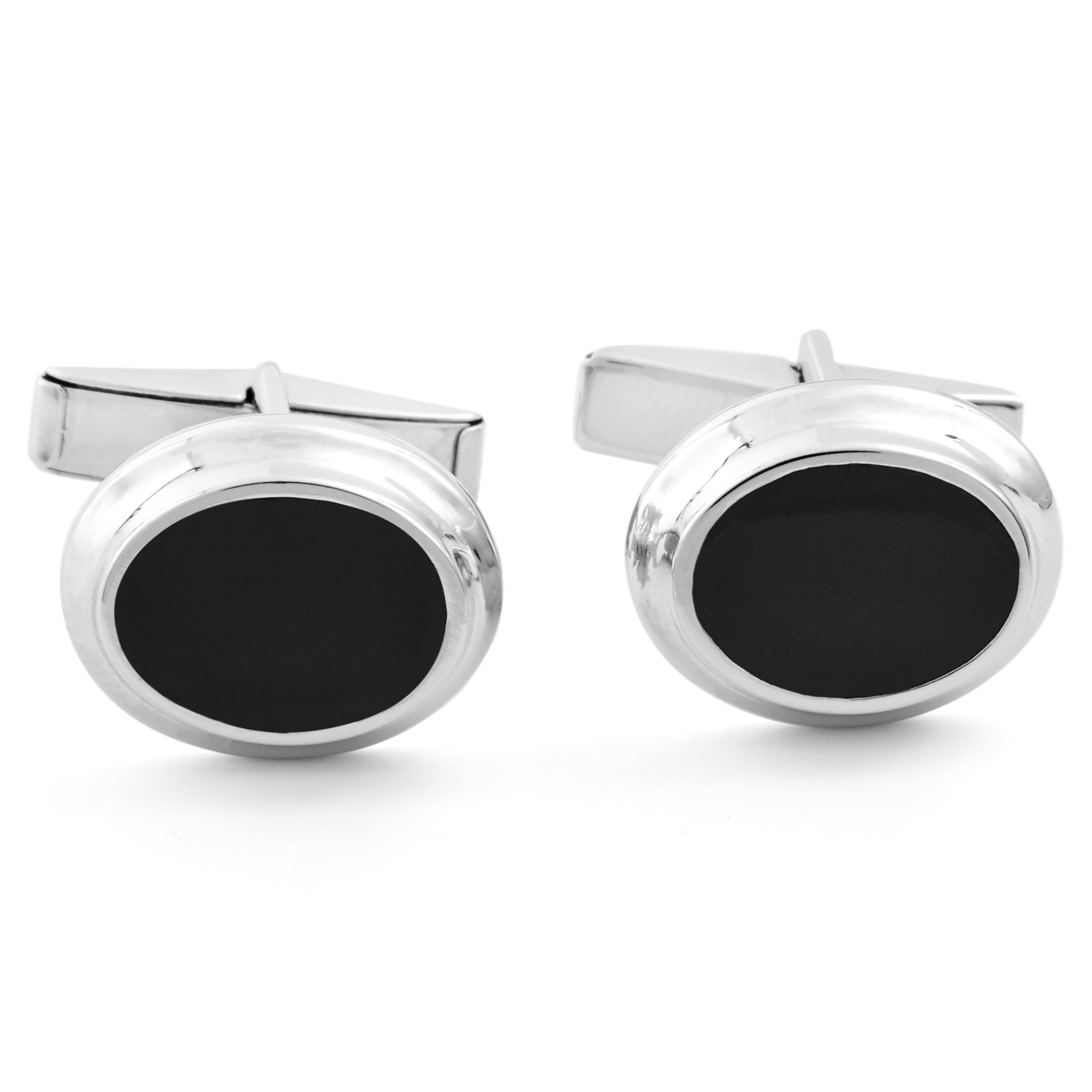 Short Black Oval 925s Silver Set - 3