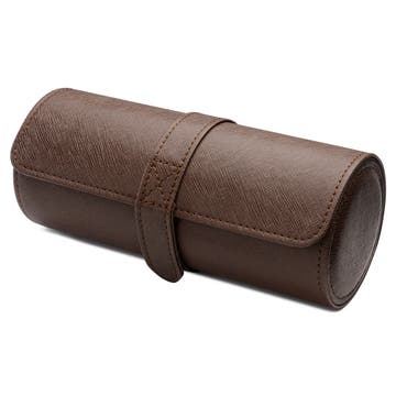 Brown Leatherette Travel Roll Case – 3 Watches