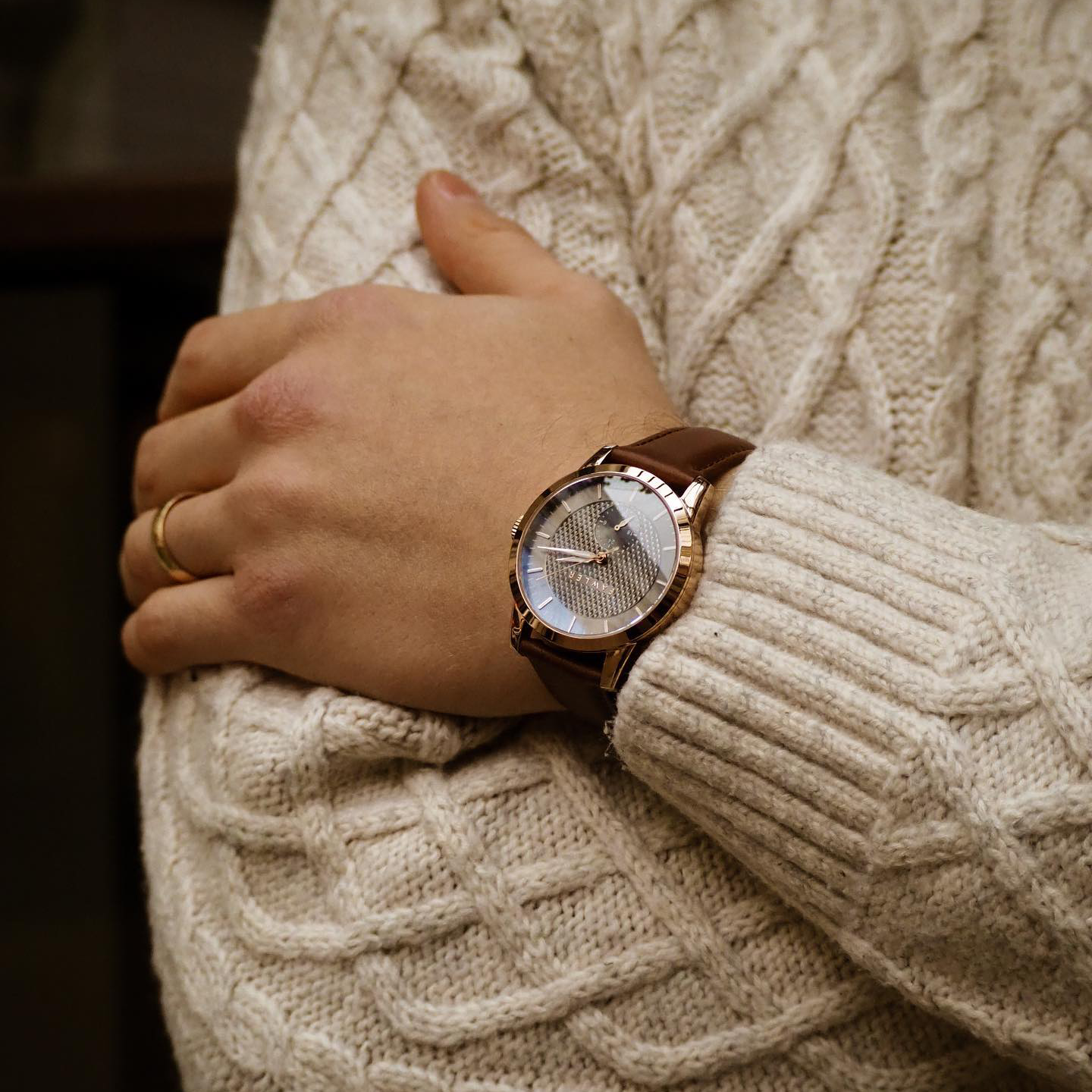 Dayton | Grey Textured Dial and Rose Gold-tone Stainless Steel Watch - 3