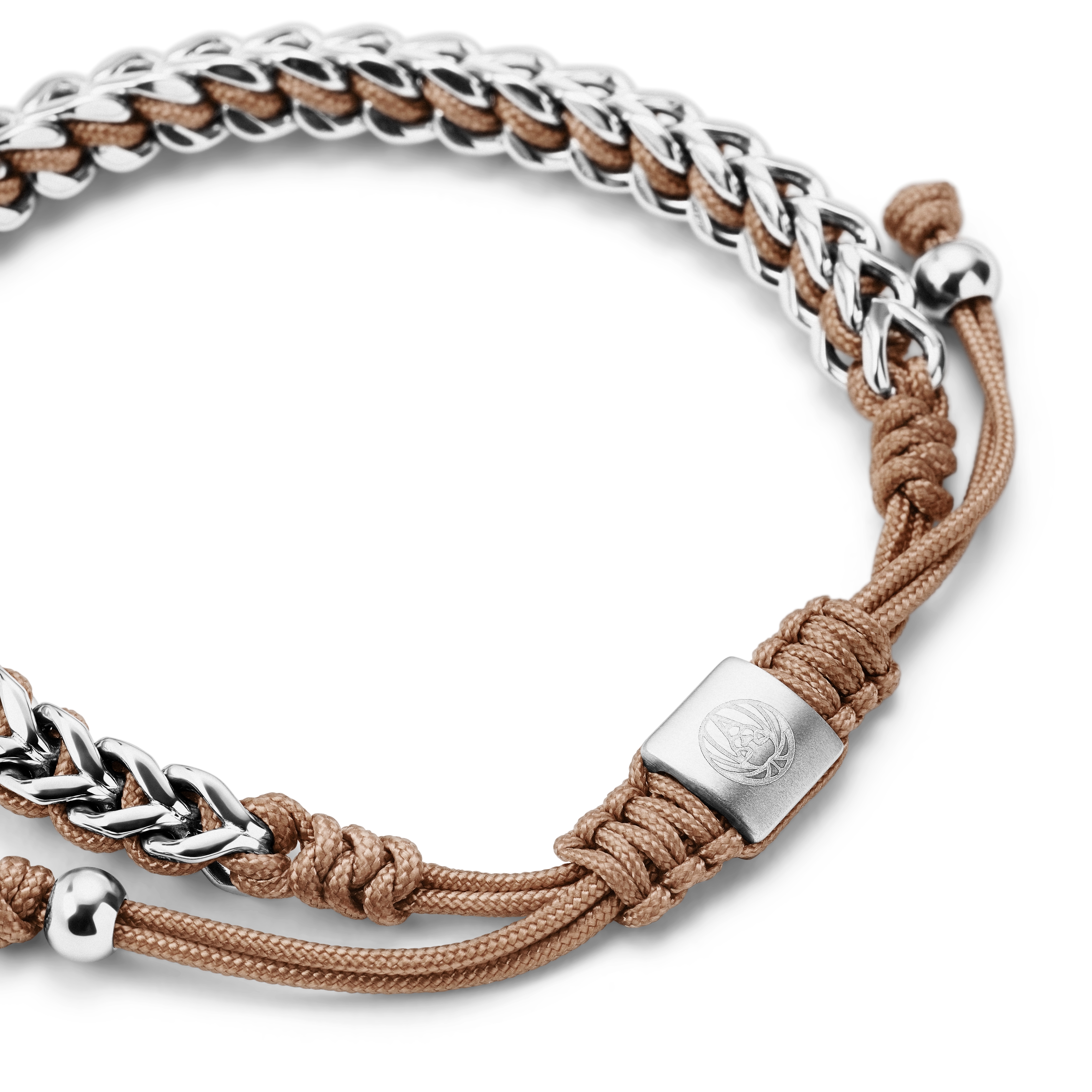 Narukvica od nehrđajućeg čelika i bež najlona - 5