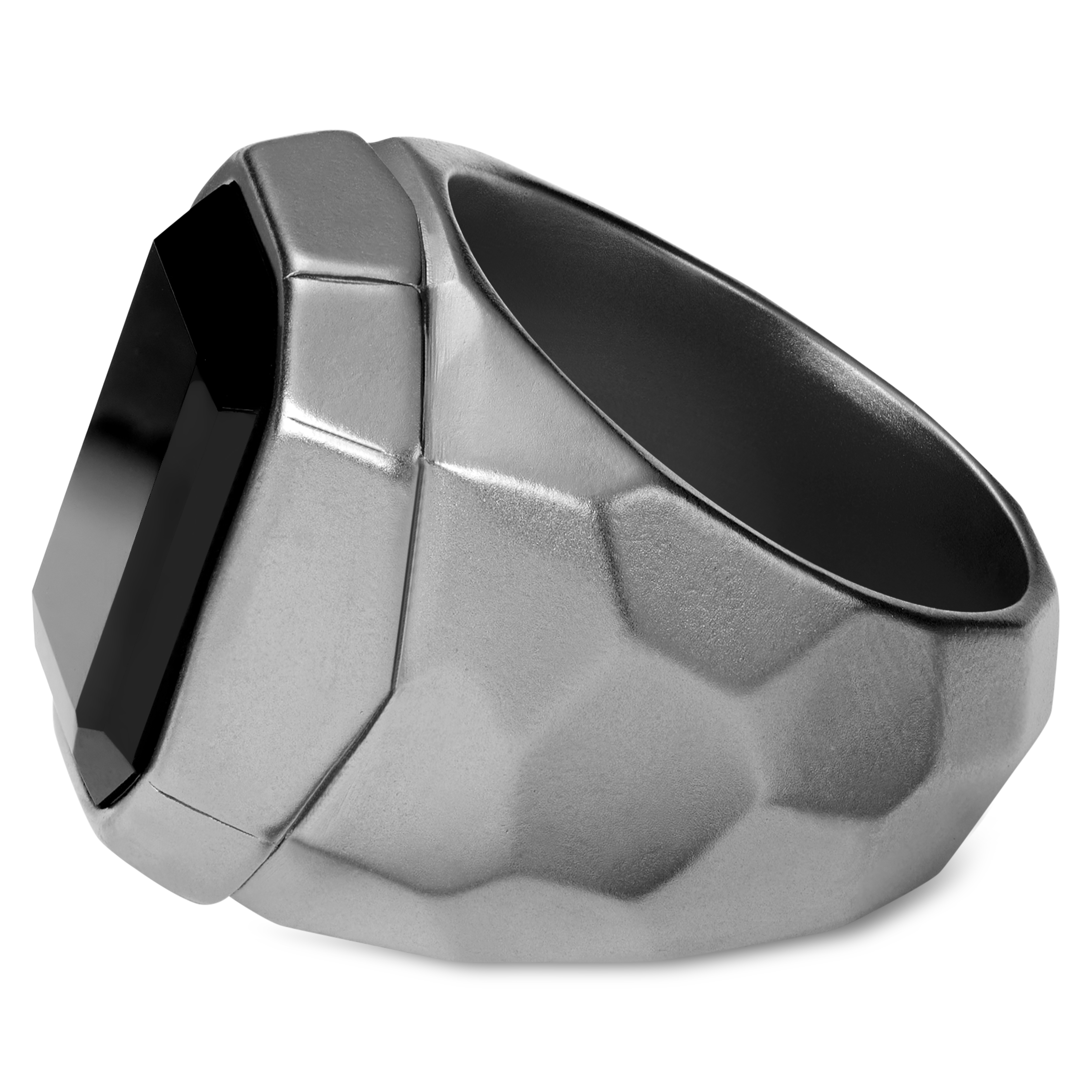 Jax Black Stone & Stainless Steel Signet Ring - 2