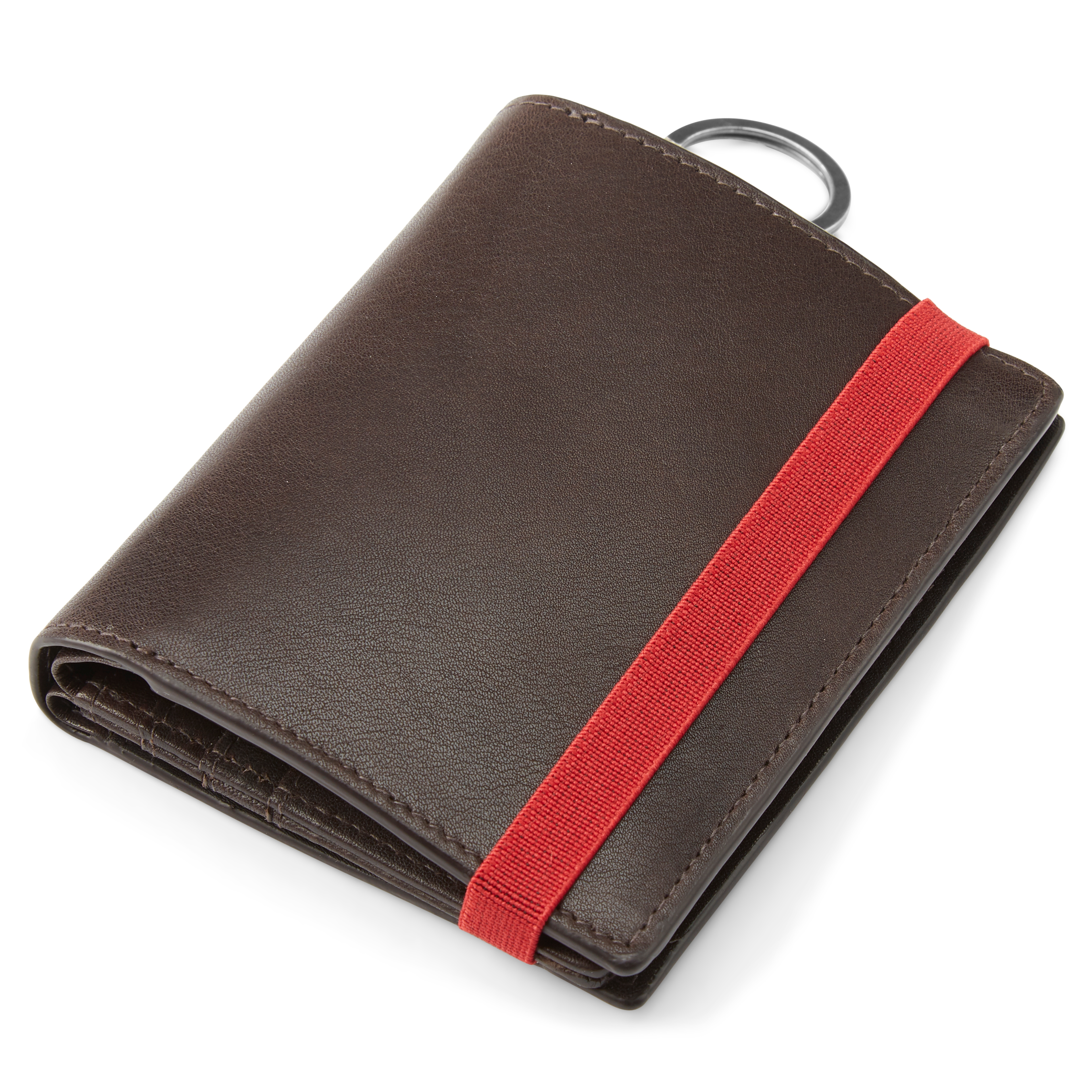 Lonnie Dark-Brown Leather RFID-Blocking Wallet with Keyring  - 6