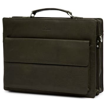 Montreal Olive Compact Leather Briefcase