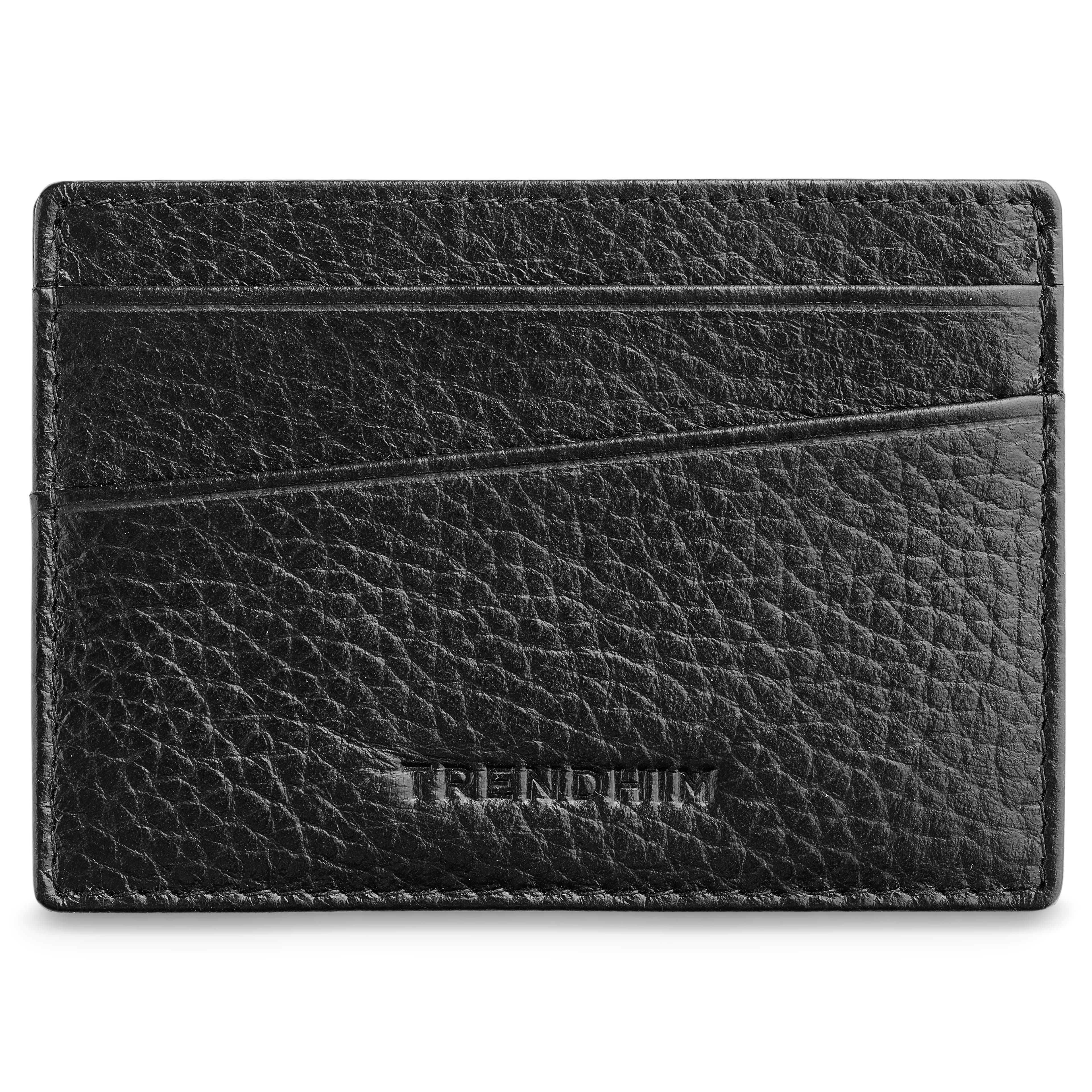 Black 5-Card Buffalo Leather Card Holder Black 5-Card Buffalo Leather Card Holder