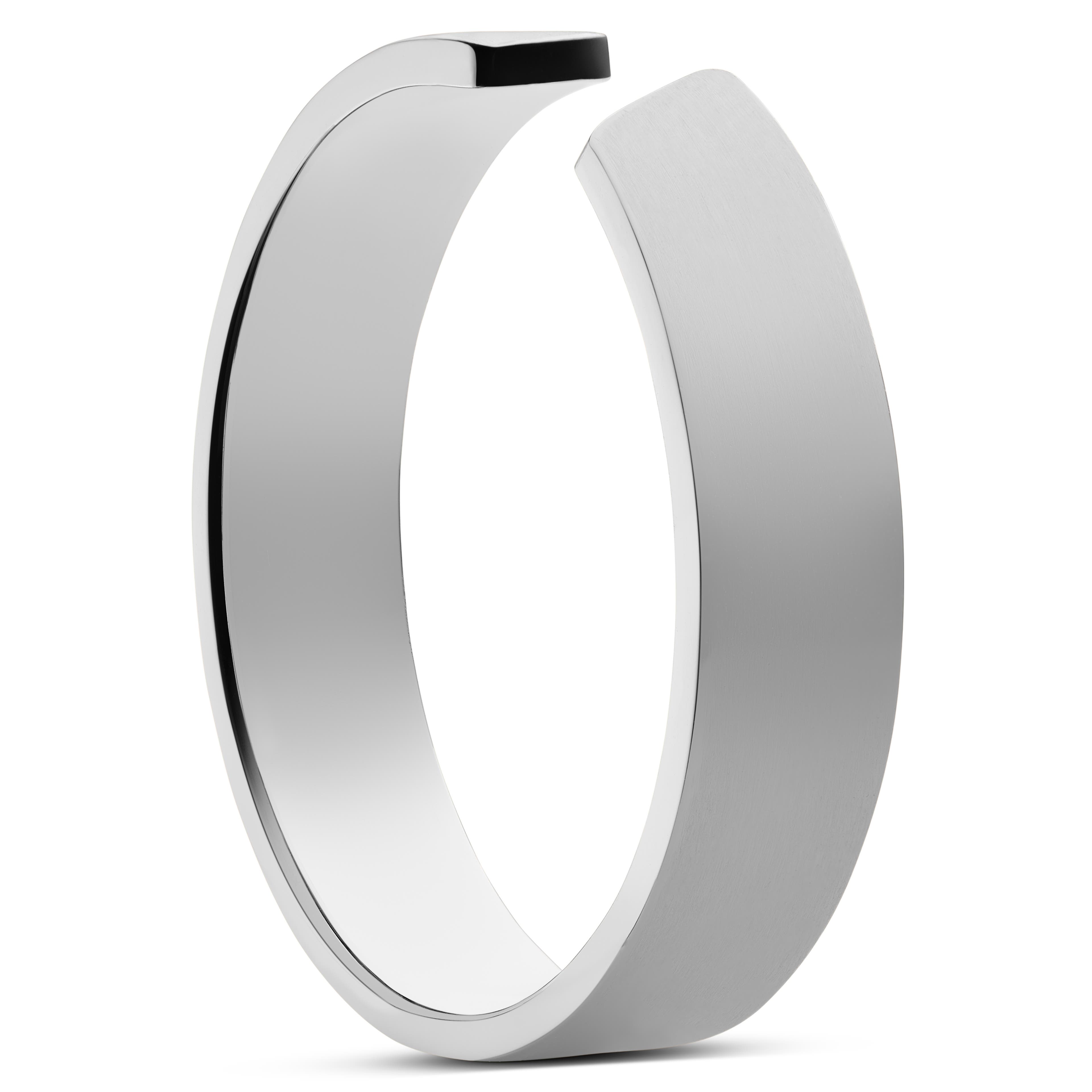 Regulowany, polerowany, rodowany srebrny pierścionek o szerokości 5 mm - 1