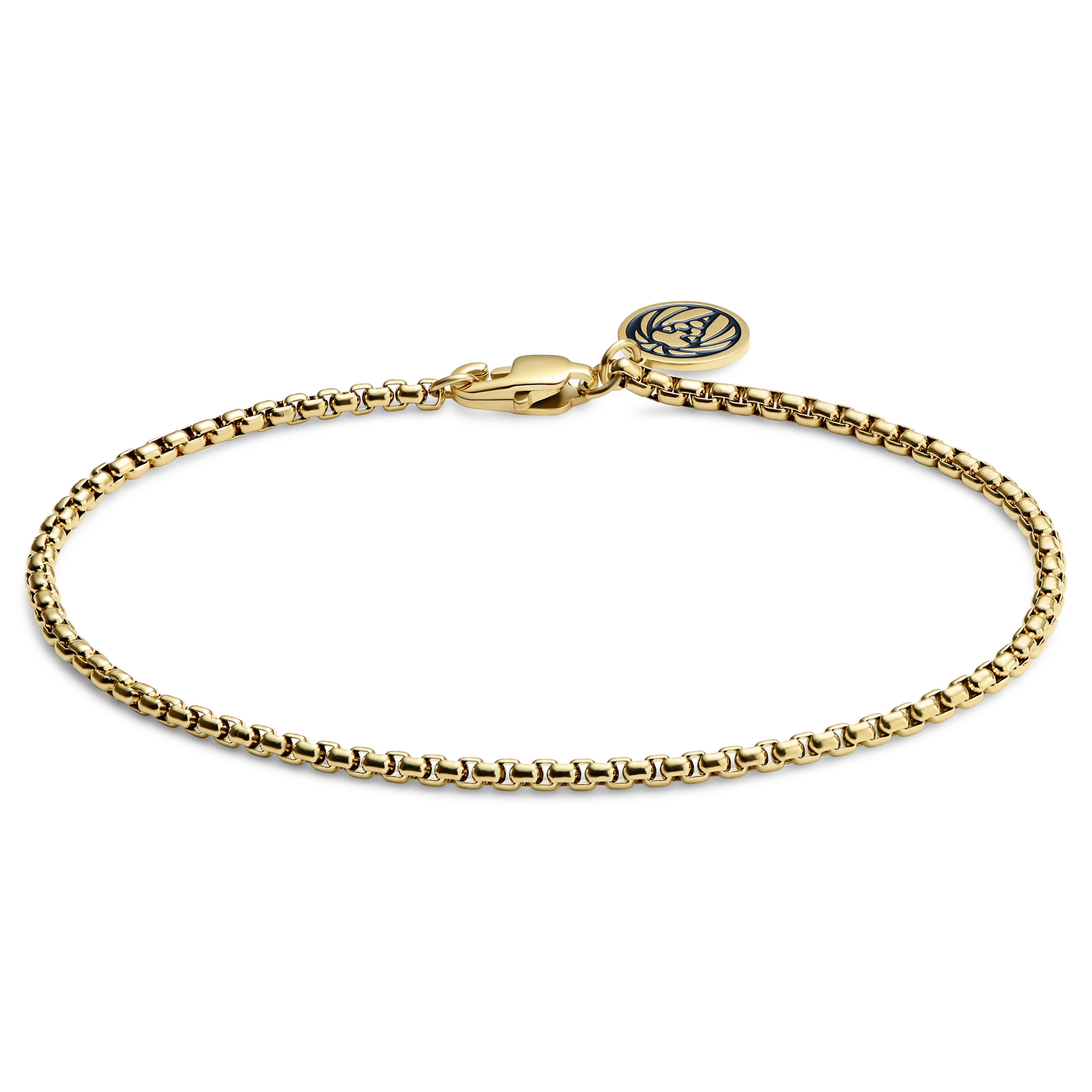 Essentials | 1/16" (2 mm) Gold-Tone Curved Box Chain Bracelet