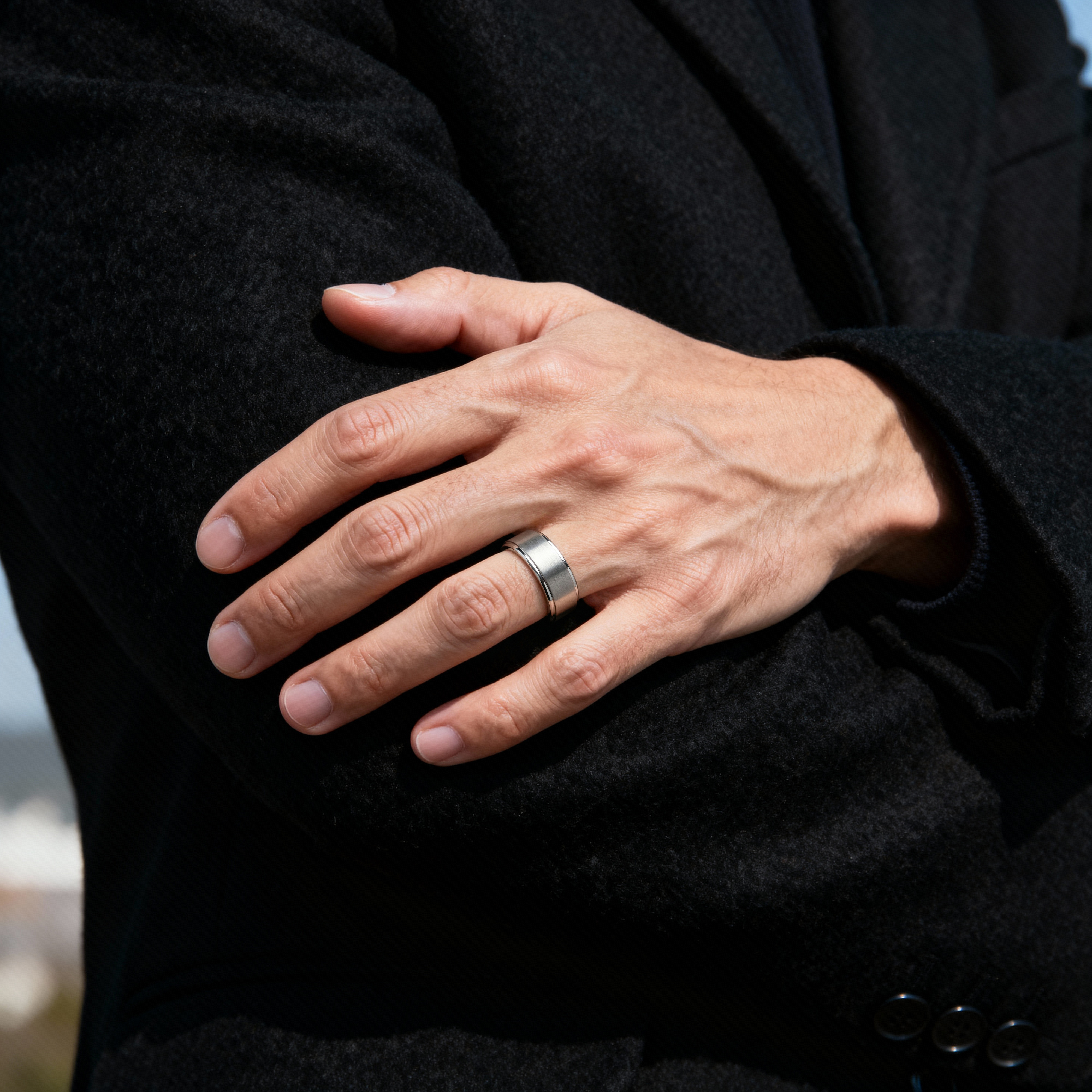 Enthumema | Anneau anti-stress en acier inoxydable argenté brossé - 8 mm - 2