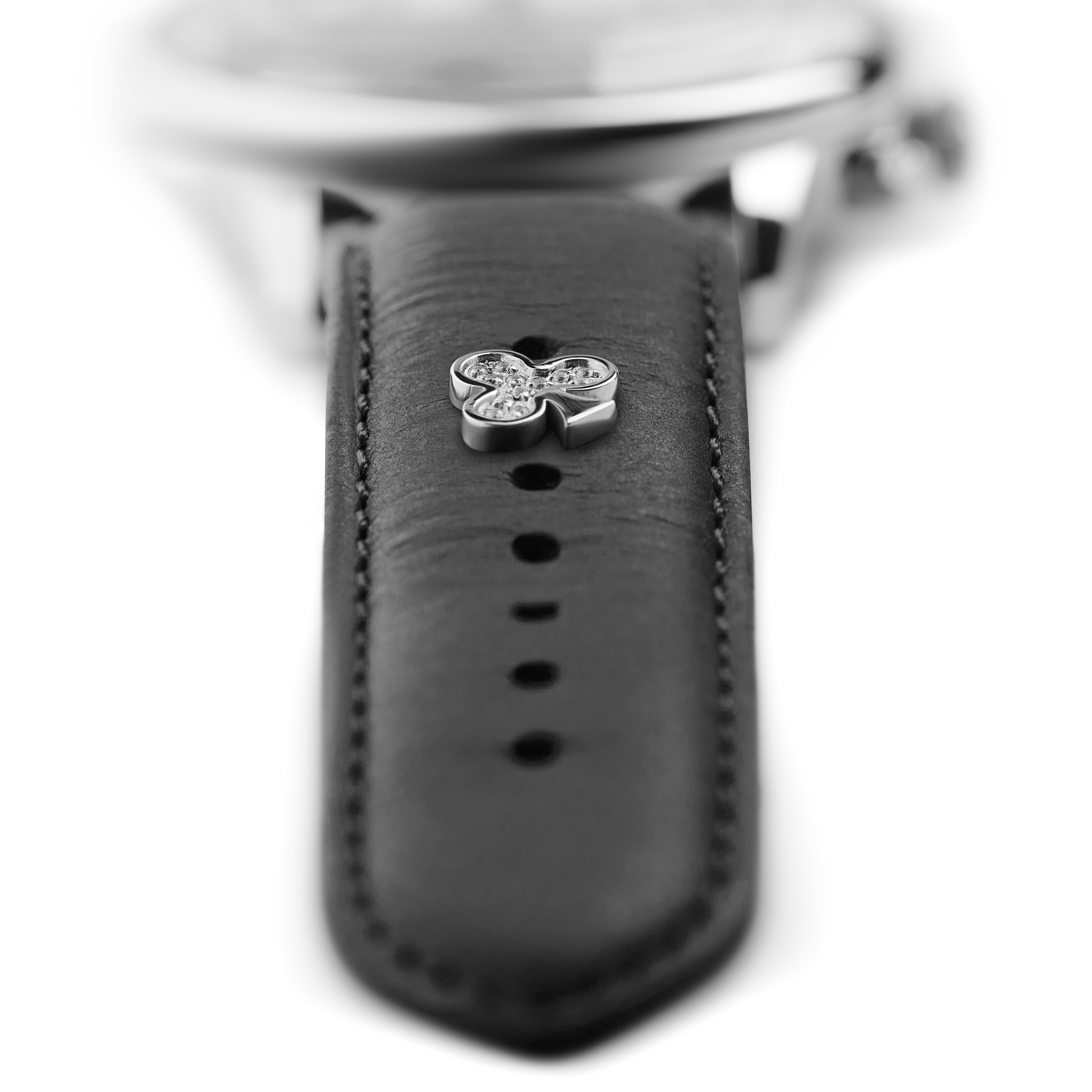 Silver-tone Stainless Steel and Zirconia Clubs Watch Charm - 3