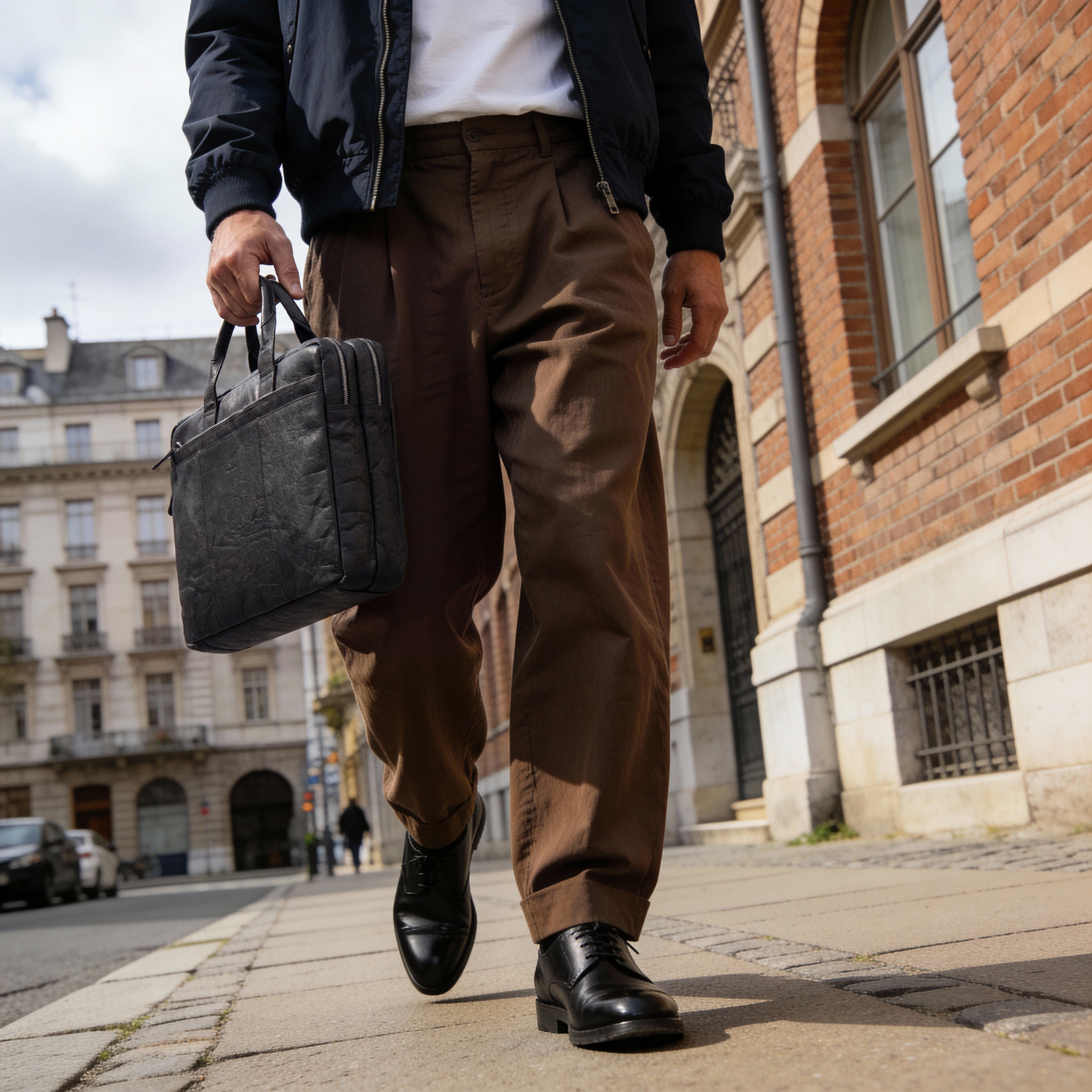 Montreal Extra Große Schwarze Leder-Laptop-Tasche - 2