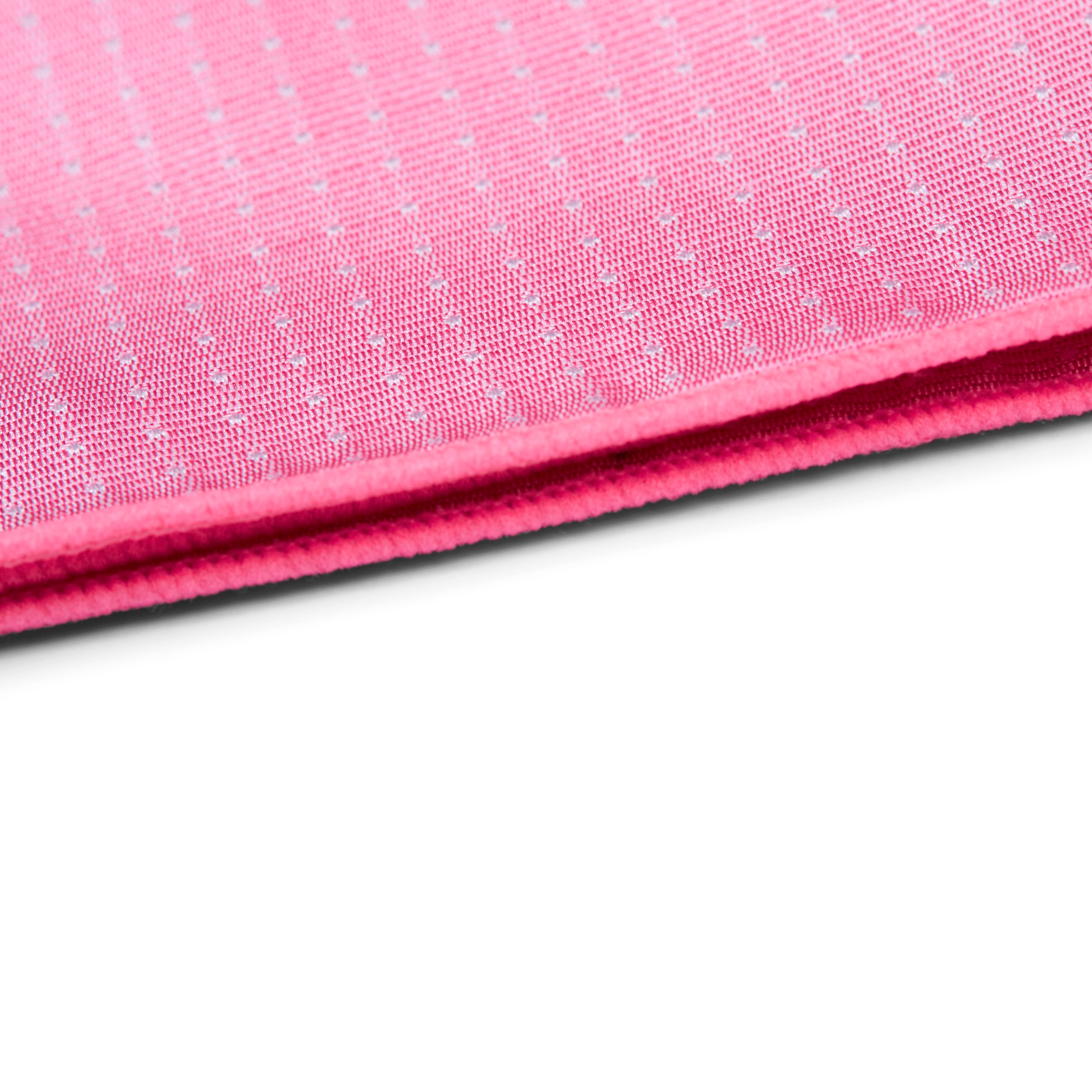 Pochette de costume en soie rose à pois blancs - 2