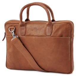 Cambodia Slim 13” Executive Tan Leather Bag