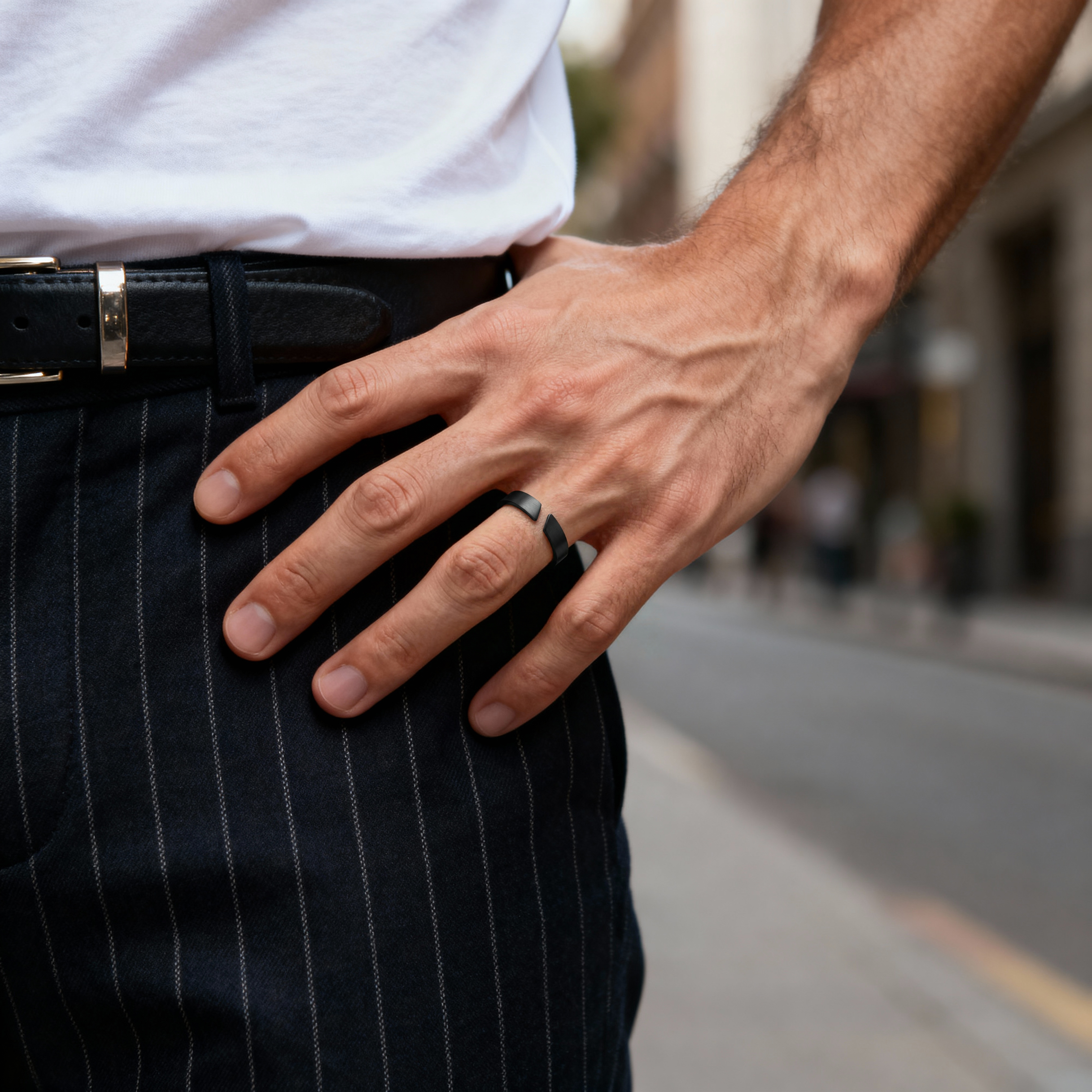 Inel reglabil din oțel inoxidabil de 5 mm negru mat - 2