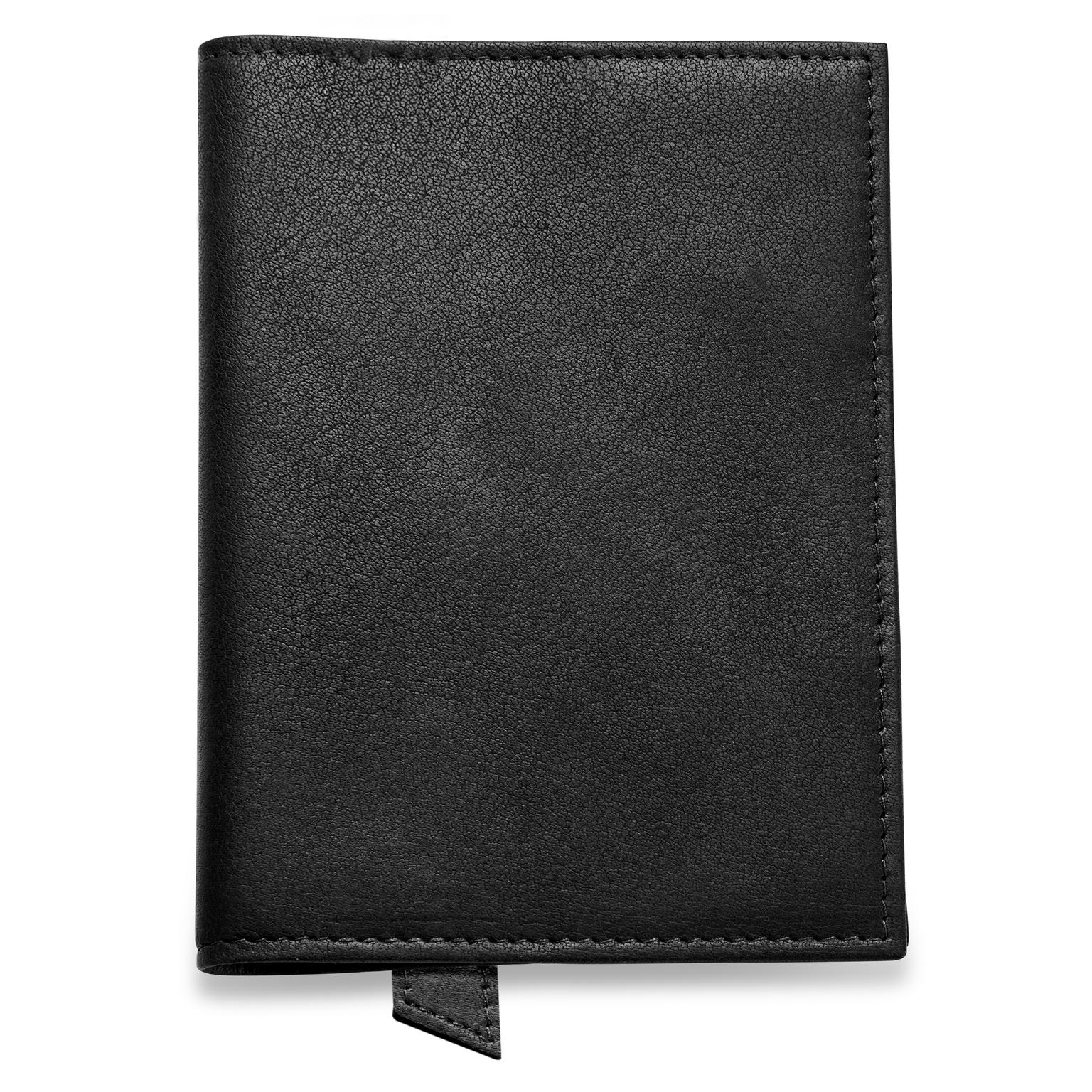 Funda para pasaporte | Cuero de búfalo de grano completo negro Funda para pasaporte | Cuero de búfalo de grano completo negro