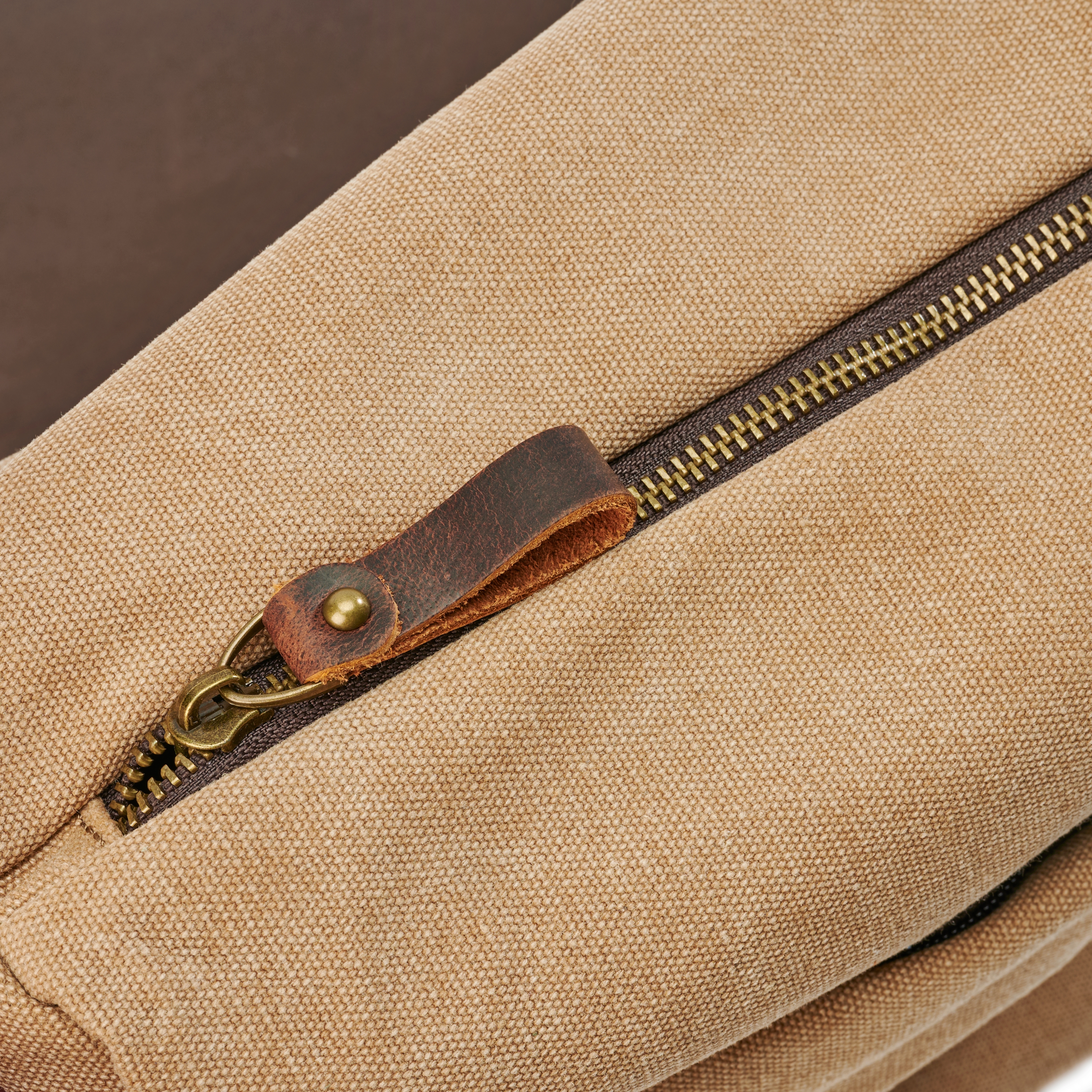 Vintage messenger taška cez rameno z bledohnedého plátna a kože - 14