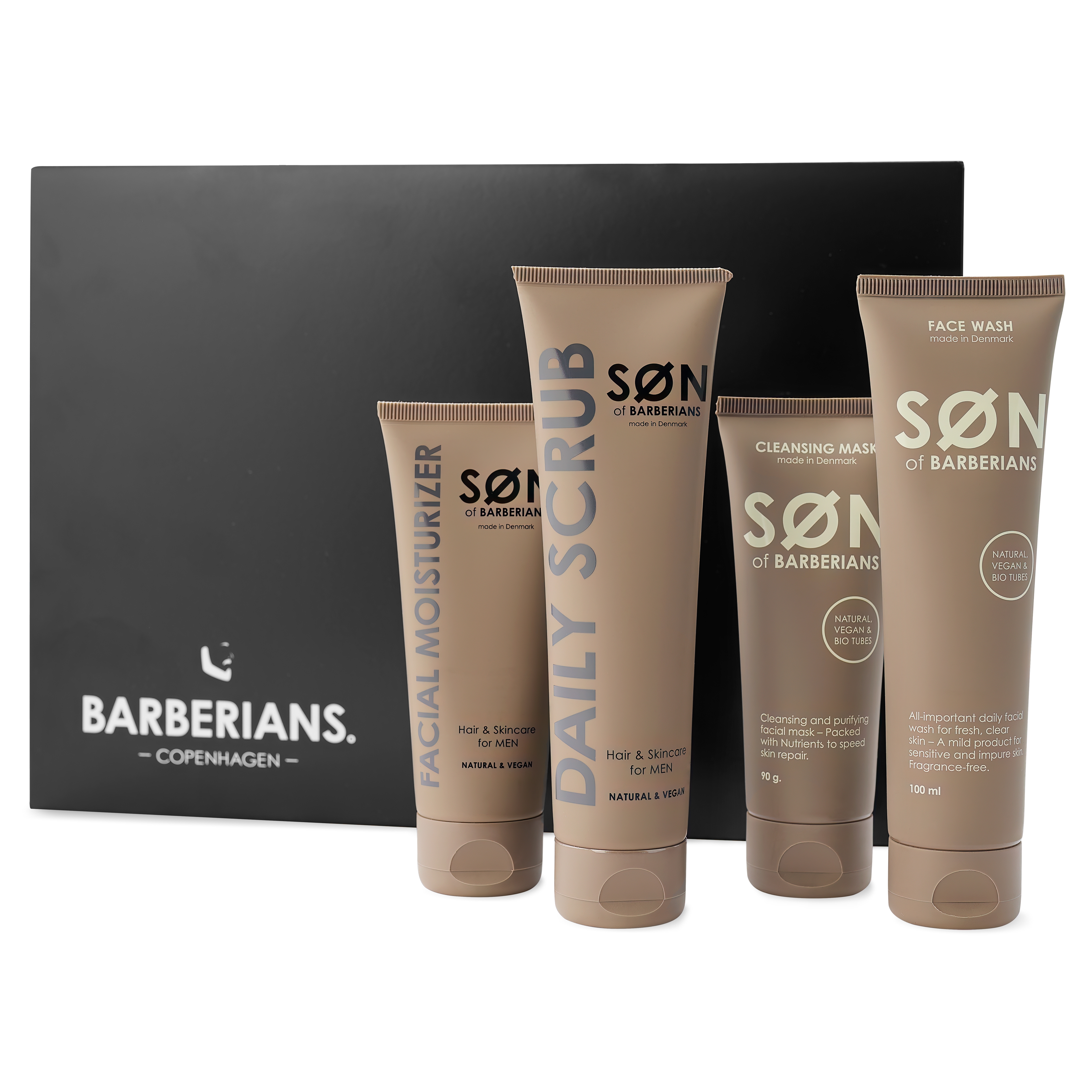 Barberians - Hudpleie gavepakke | Ansiktsvask, fuktighetskrem, Ansiktsmaske og Daglig Skrubb - 3