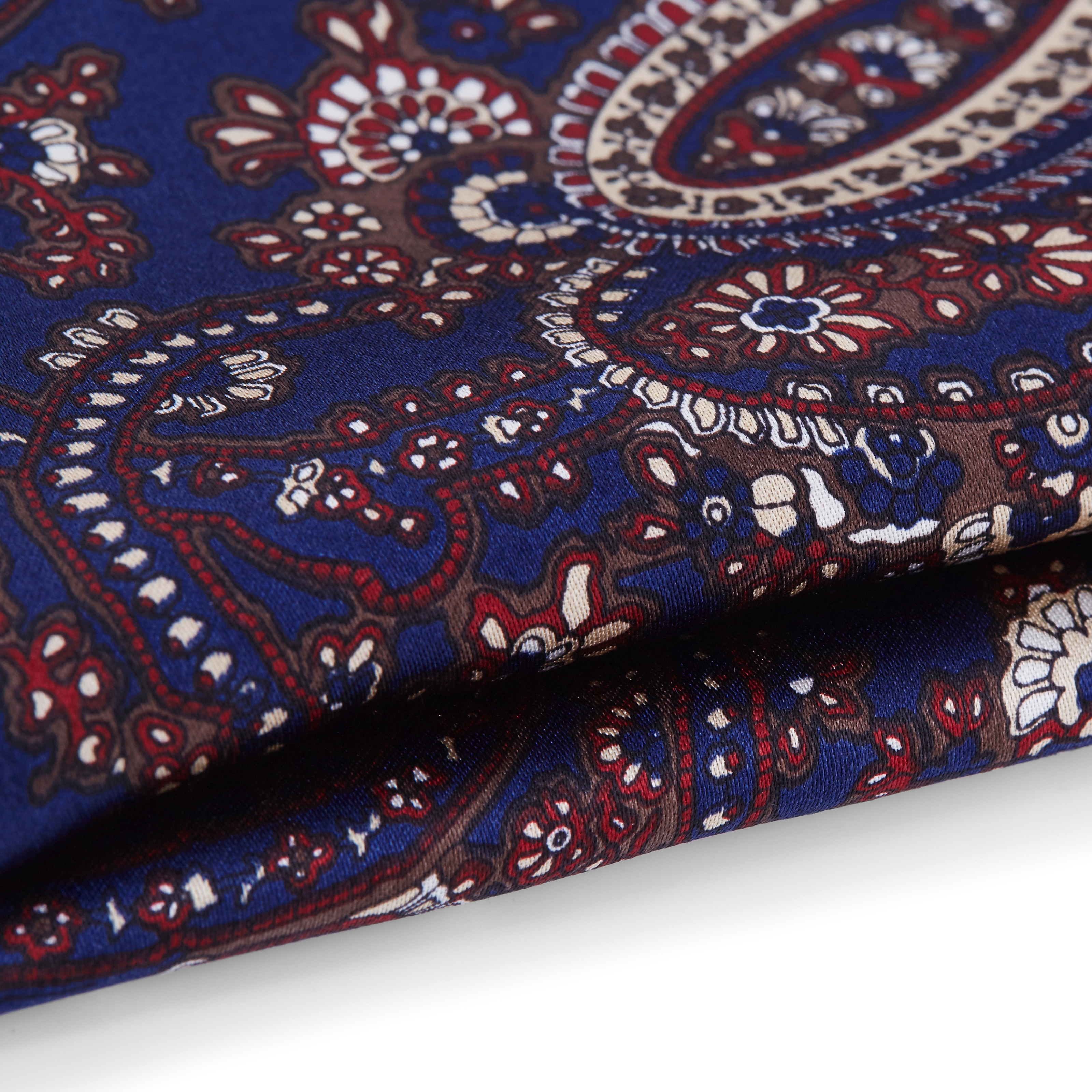 Blaues & Burgunderrotes Paisley Einstecktuch - 2