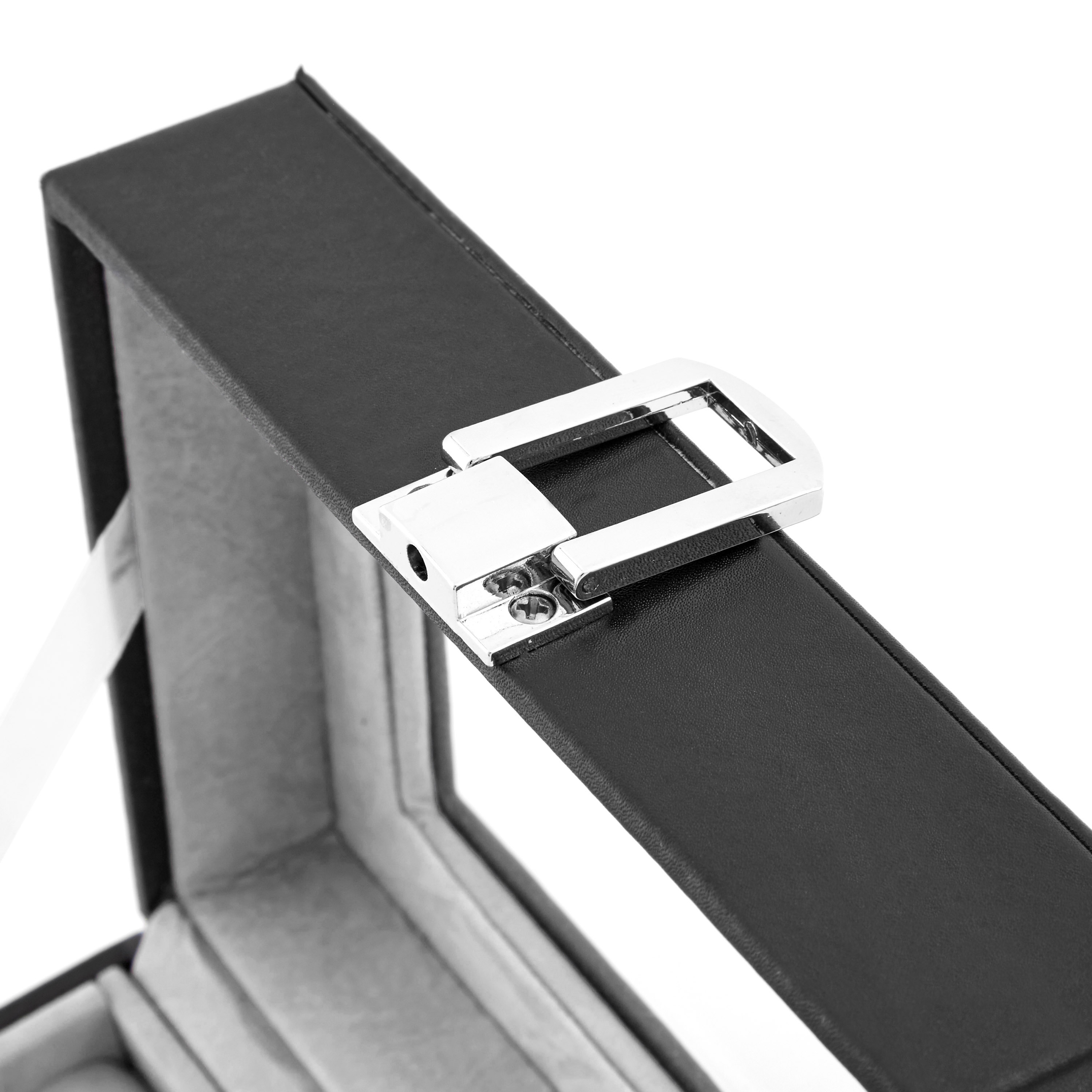 Elegante Schwarze Manschettenknöpfe Box Aus Kunstleder  - 4