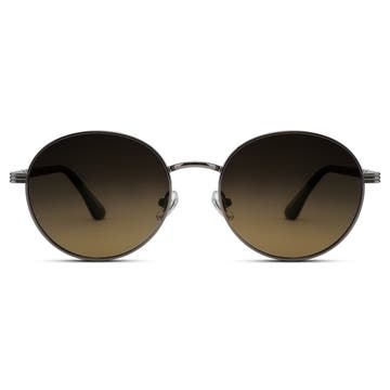 Occasus | Round Gunmetal Grey and Green Polarised Sunglasses