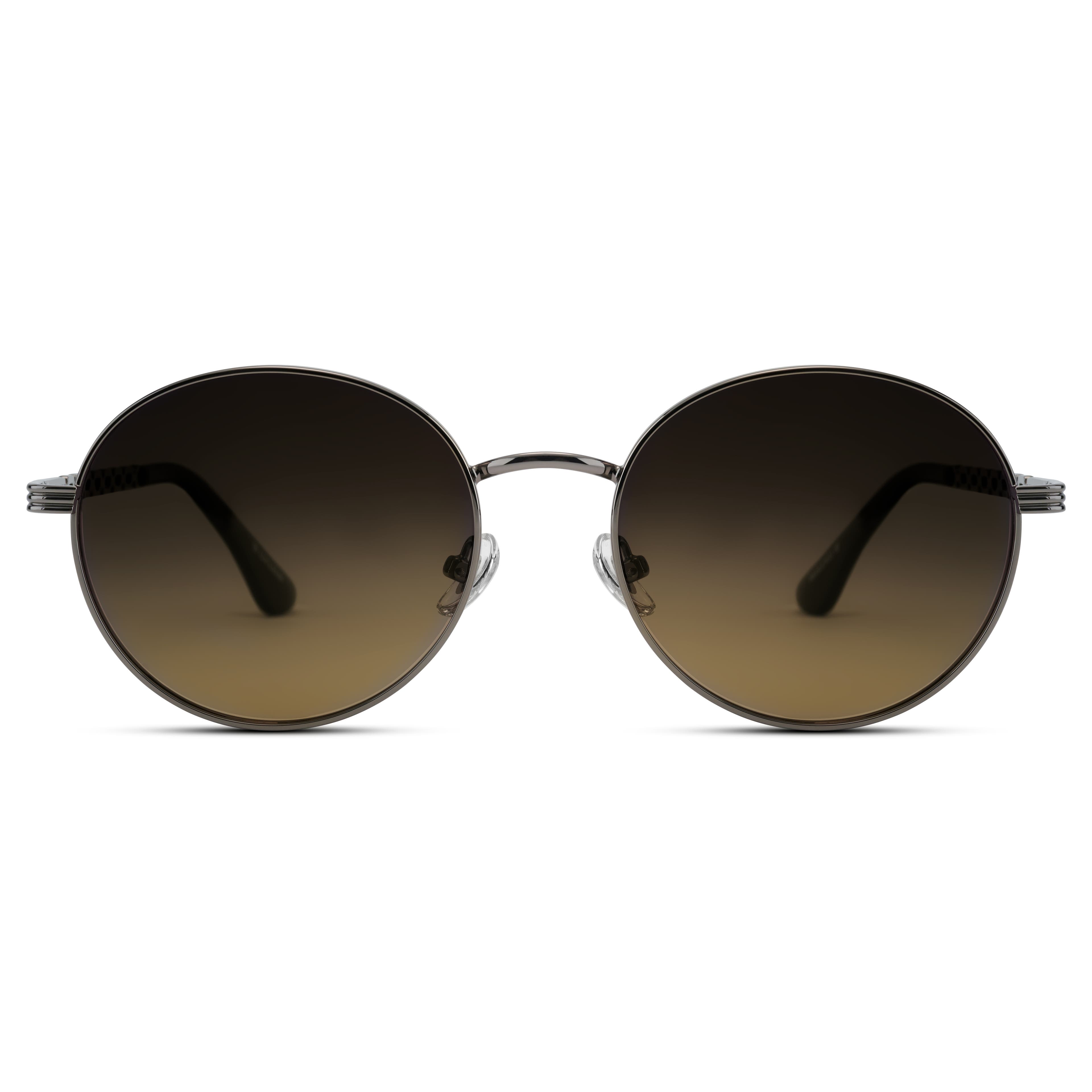 Occasus | Round Gunmetal Gray and Green Polarized Sunglasses