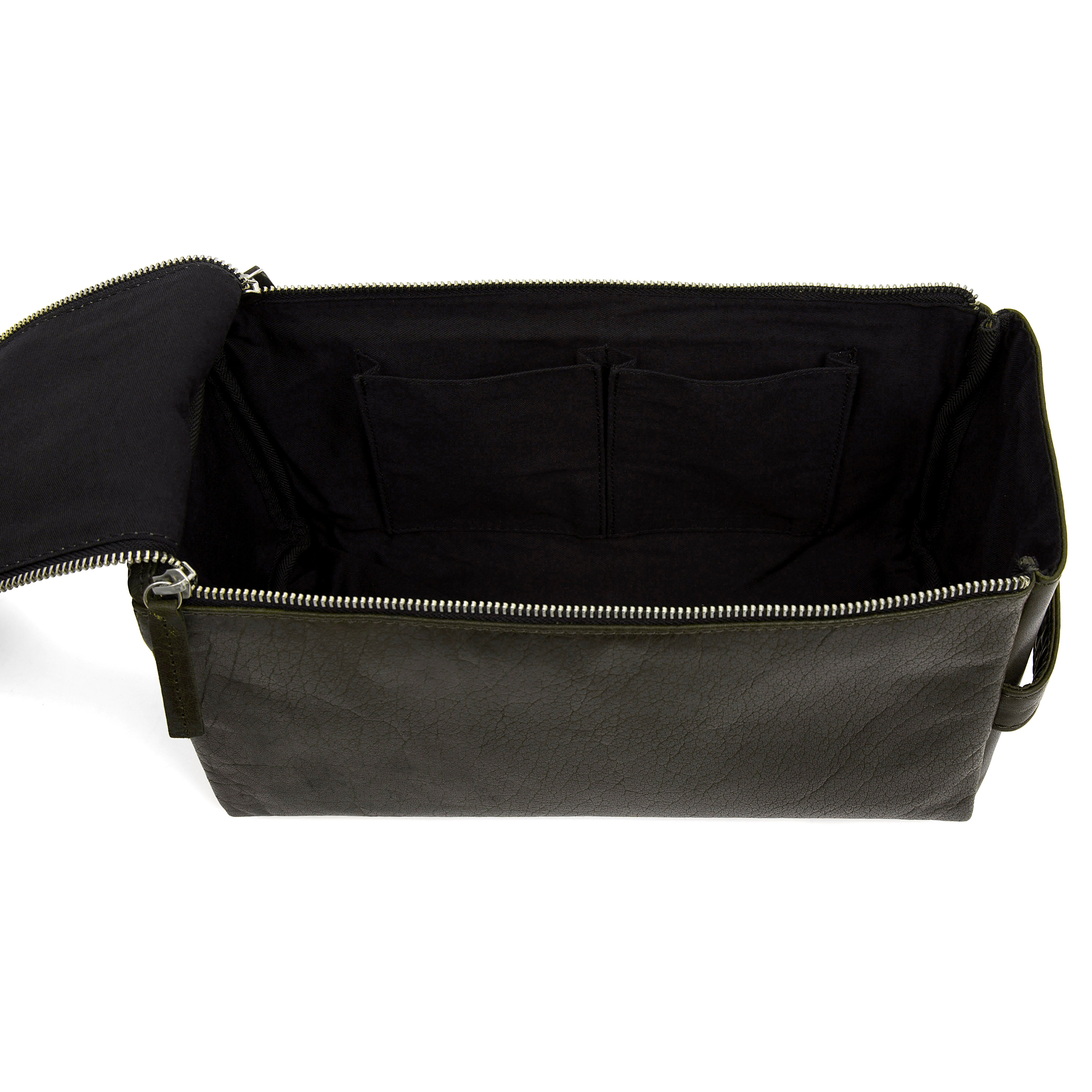 Montreal XL Olivengrønn Toalettmappe av Skinn - 6