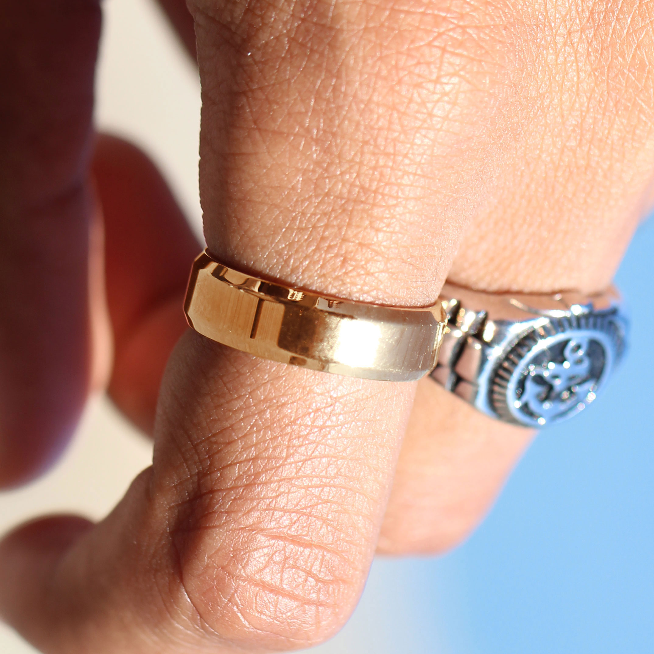 Anillo dorado rojizo liso de acero galvanizado  - 3