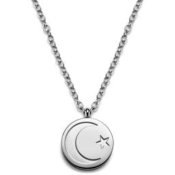 Unity | Collana tonda in acciaio inossidabile color argento con stella e mezzaluna