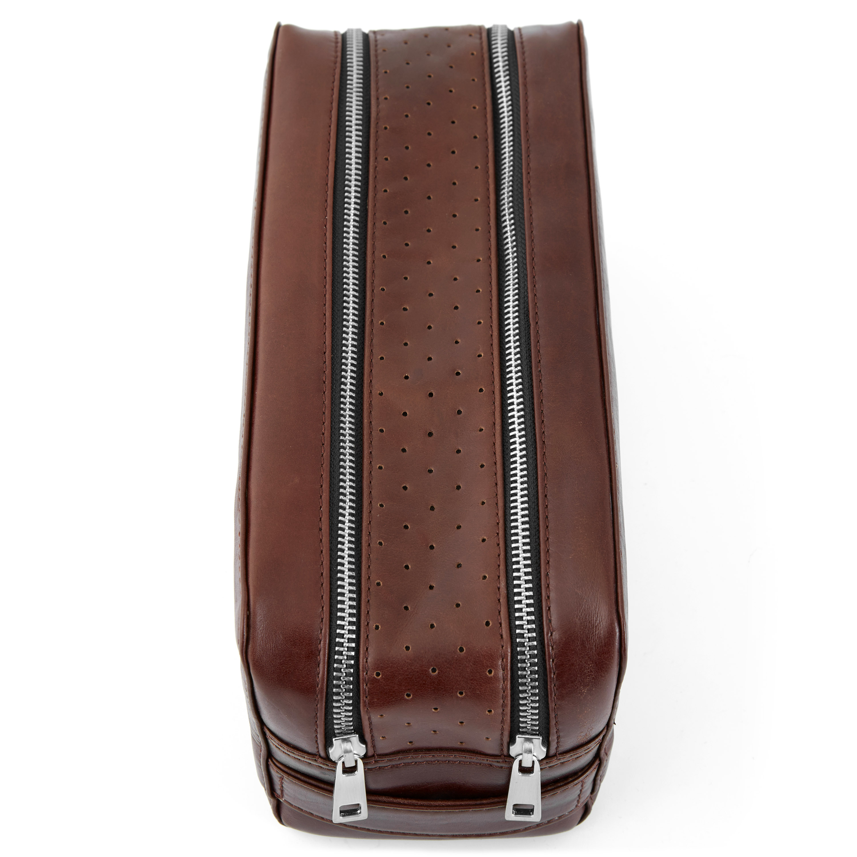 Brauner Doppelreißverschluss Jasper Kulturbeutel - 5