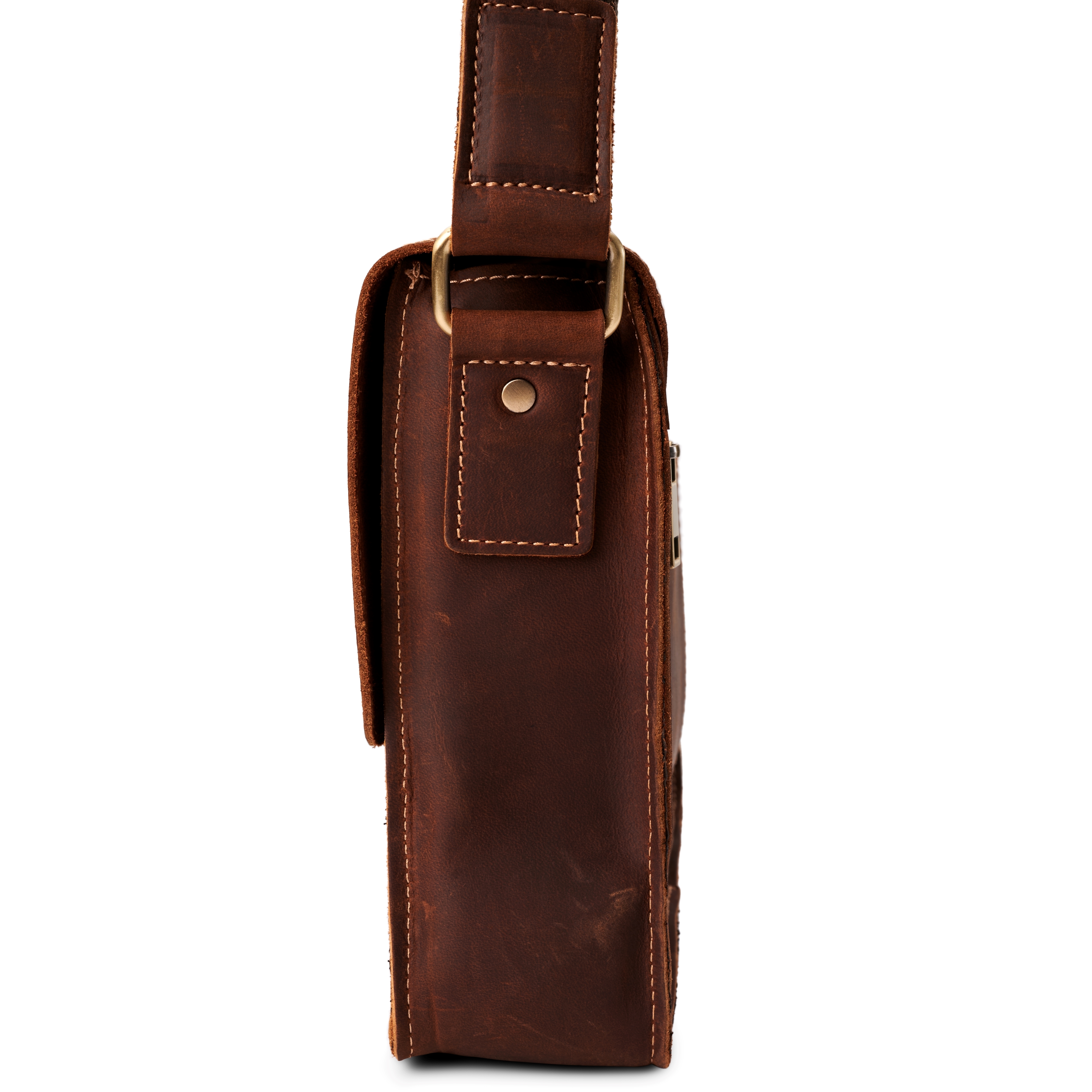 Dunkelbraune Ledertasche mit Abnutzung - 6