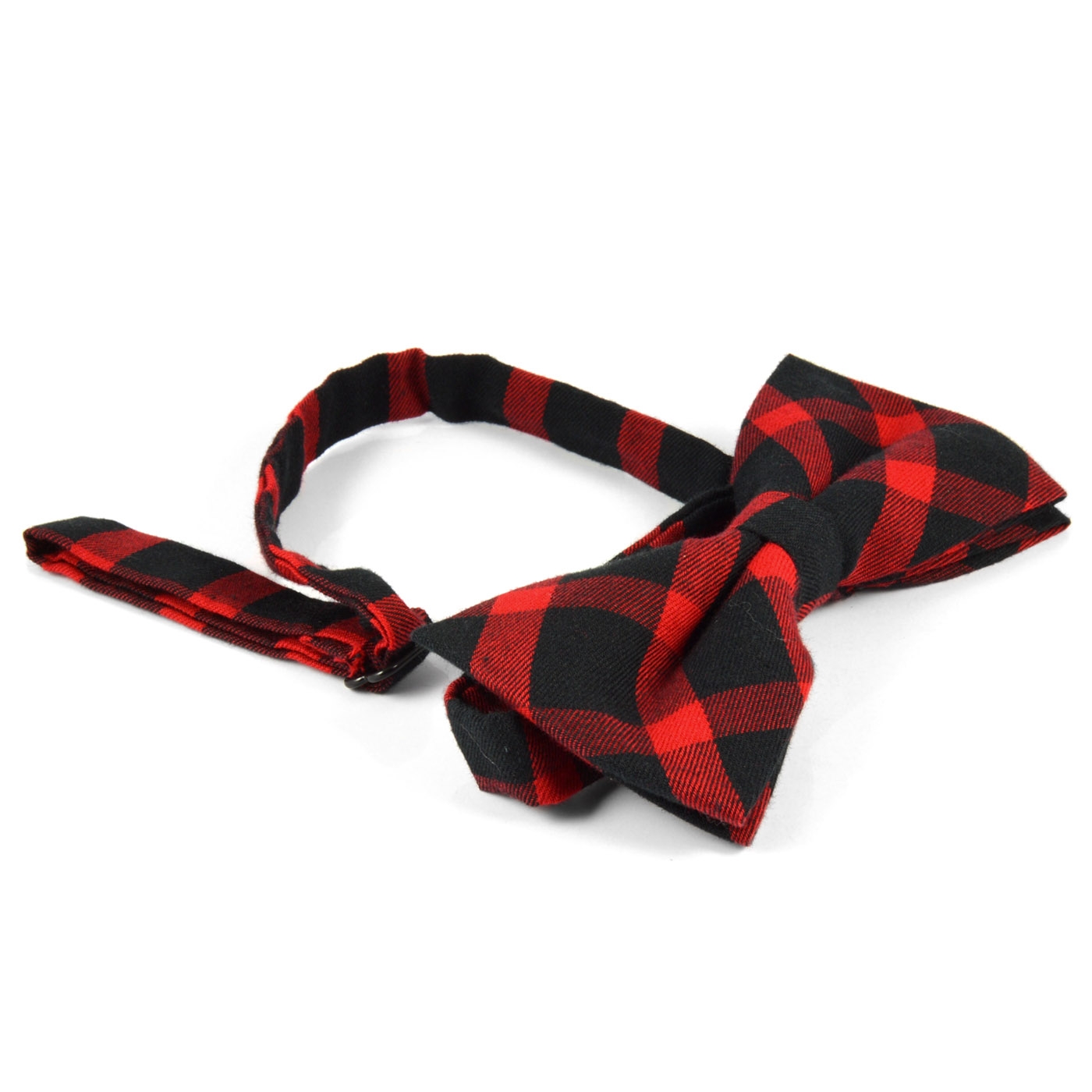 Red / Black Plaid Cotton Bow Tie - 2